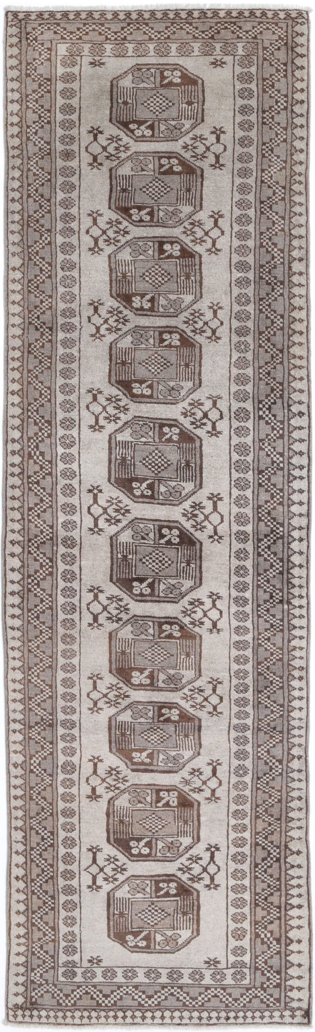 Hand Knotted Akcha Revival Wool Rug - 2'8'' x 9'4''