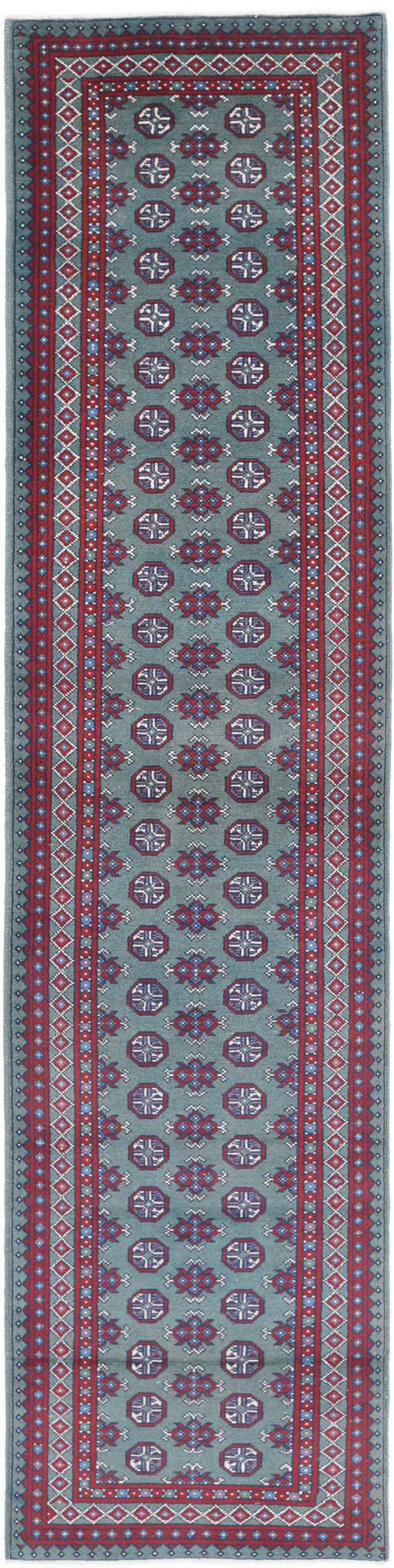 Hand Knotted Akcha Revival Wool Rug - 2'7'' x 12'7''