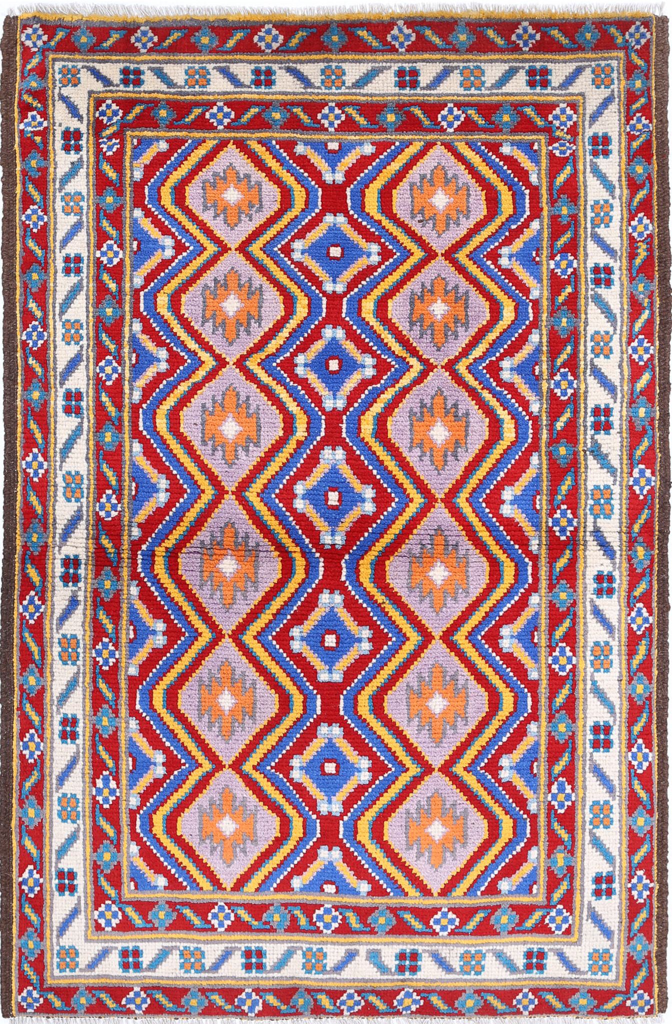 Hand Knotted Baluch Revival Wool Rug - 3'2'' x 5'0''