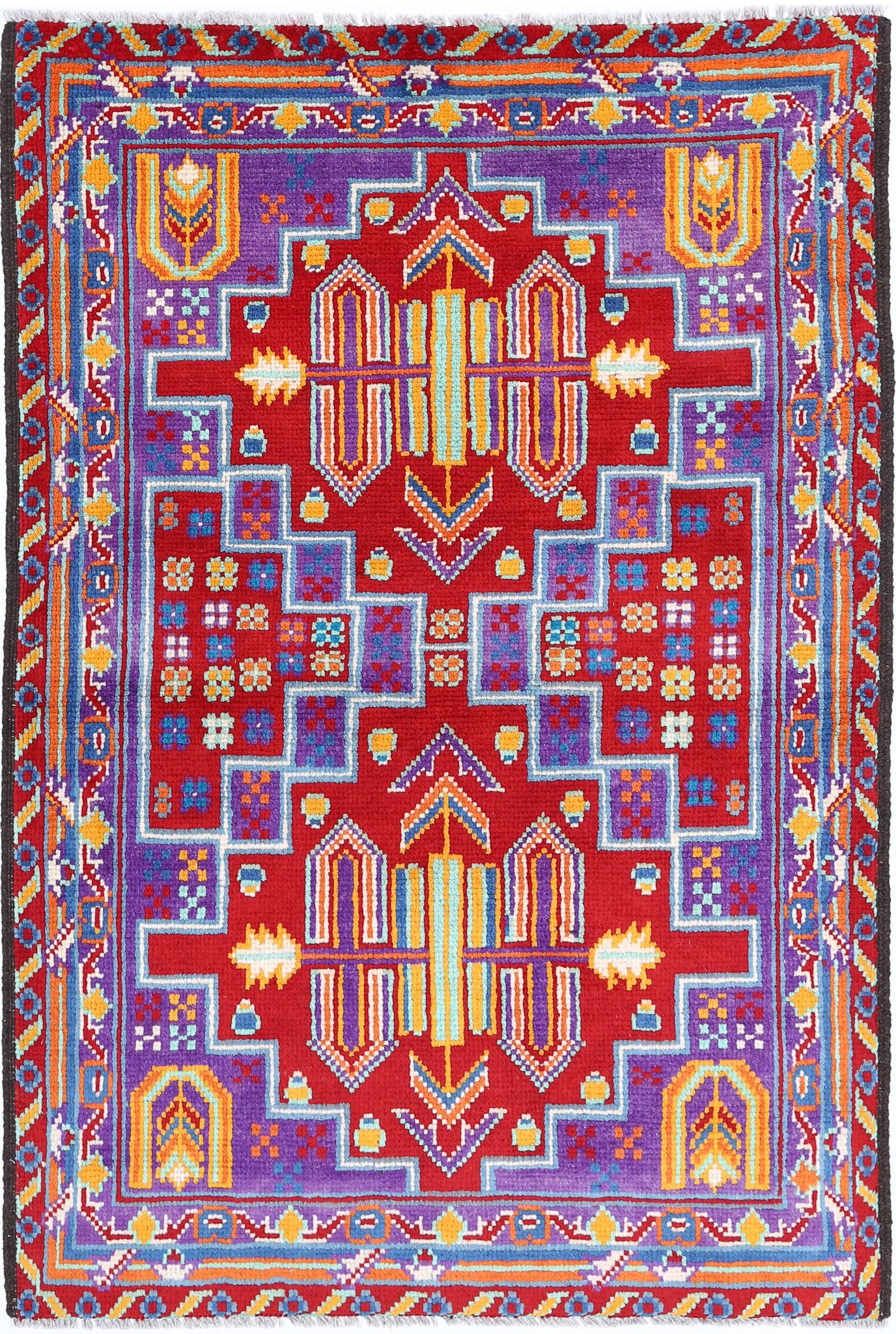 Hand Knotted Baluch Revival Wool Rug - 3'4'' x 5'0''