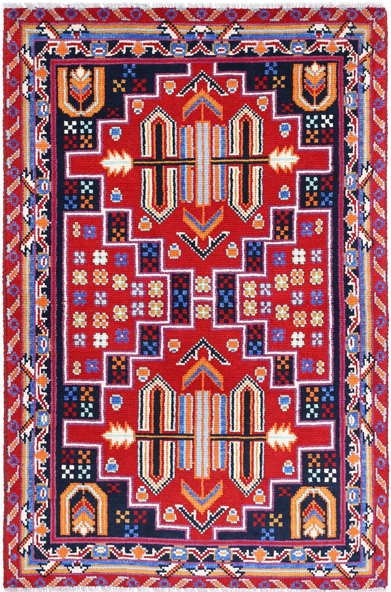 Hand Knotted Baluch Revival Wool Rug - 3'3'' x 4'11''