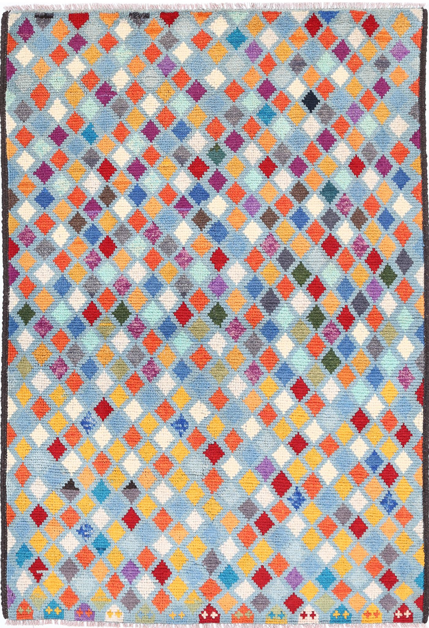 Hand Knotted Baluch Revival Wool Rug - 3'4'' x 4'11''