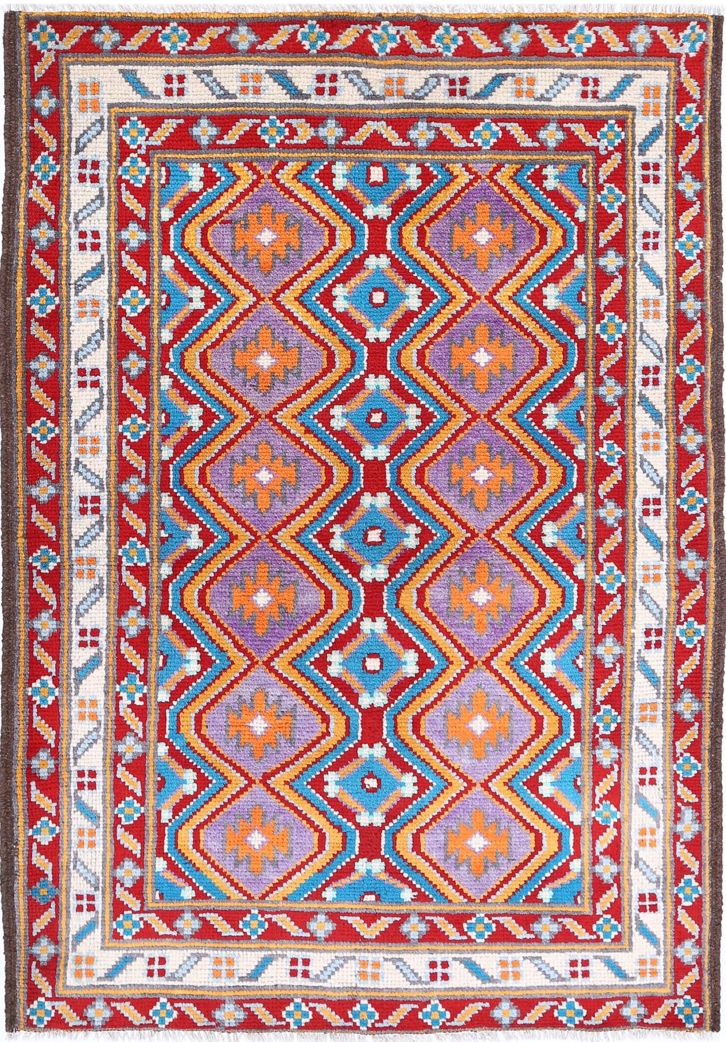 Hand Knotted Baluch Revival Wool Rug - 3'5'' x 5'0''