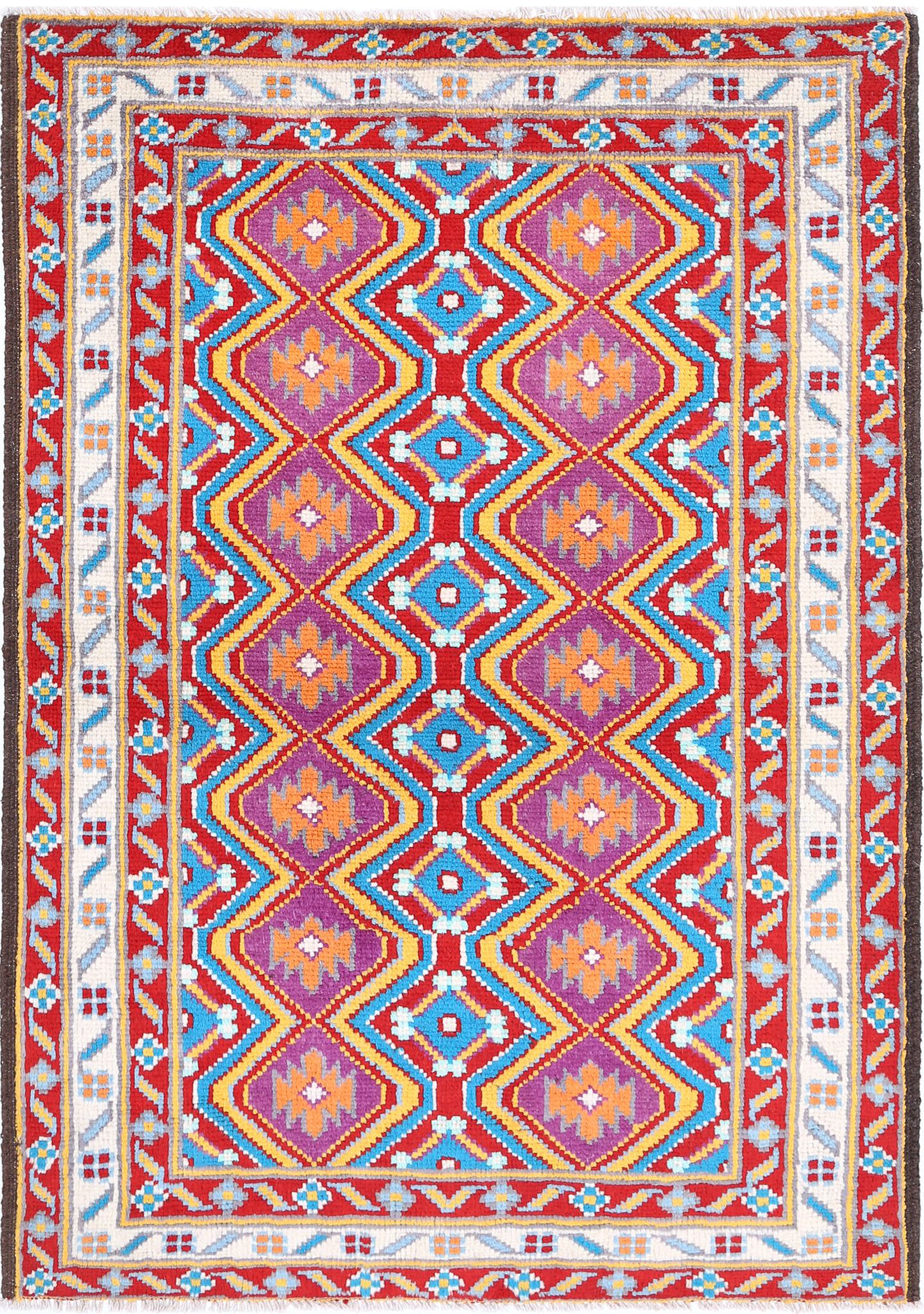 Hand Knotted Baluch Revival Wool Rug - 3'3'' x 4'11''