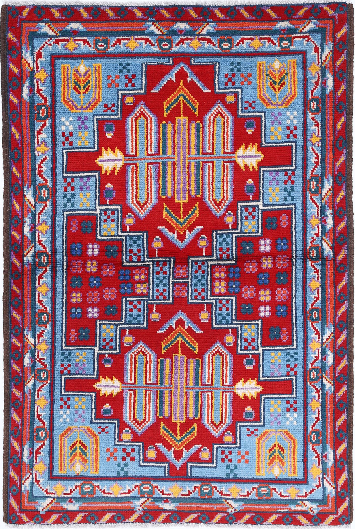 Hand Knotted Baluch Revival Wool Rug - 3'3'' x 4'11''