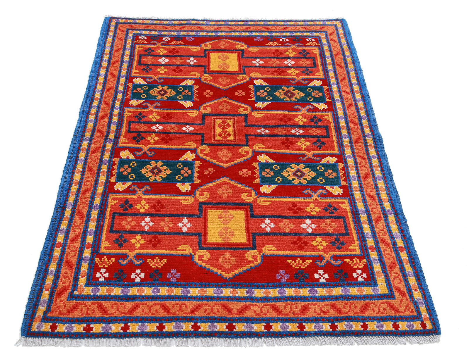 Hand Knotted Baluch Revival Wool Rug - 3'3'' x 4'10''