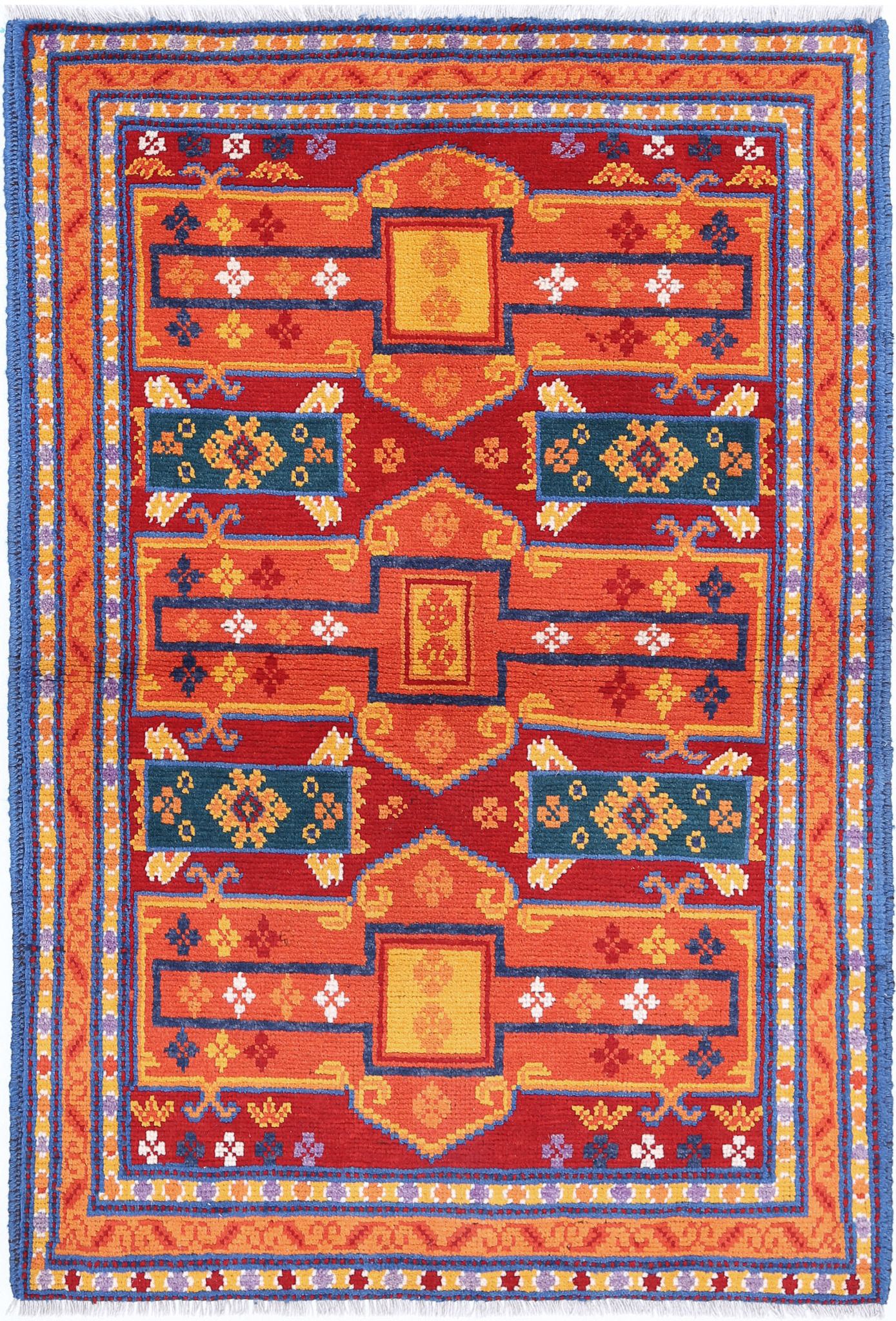 Hand Knotted Baluch Revival Wool Rug - 3'3'' x 4'10''