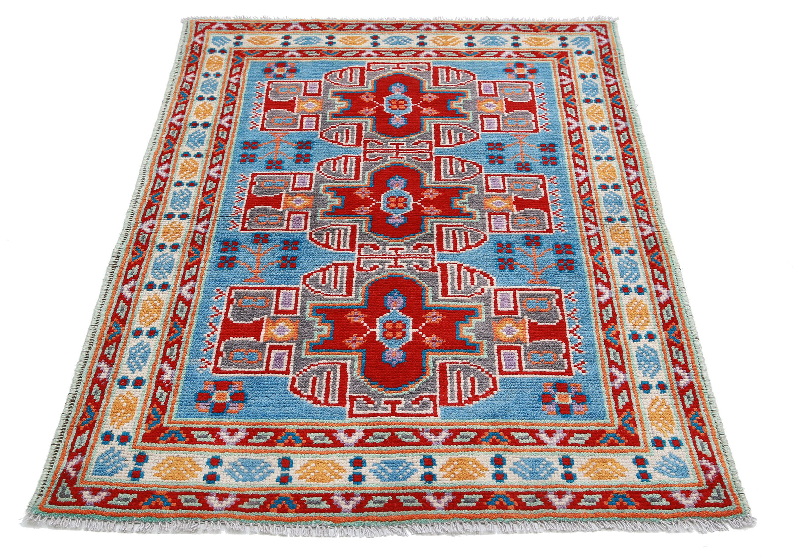 Hand Knotted Baluch Revival Wool Rug - 3'5'' x 4'11''