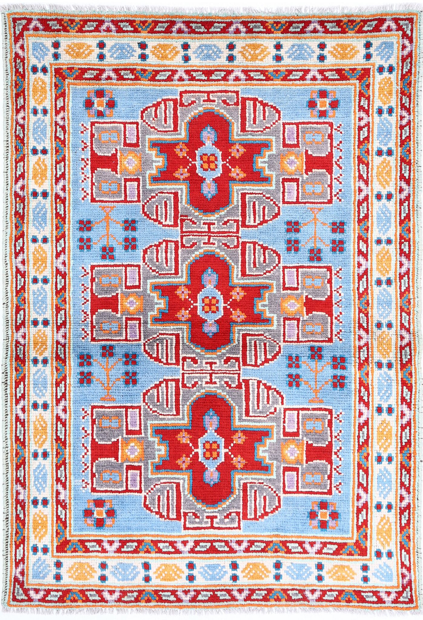 Hand Knotted Baluch Revival Wool Rug - 3'5'' x 4'11''