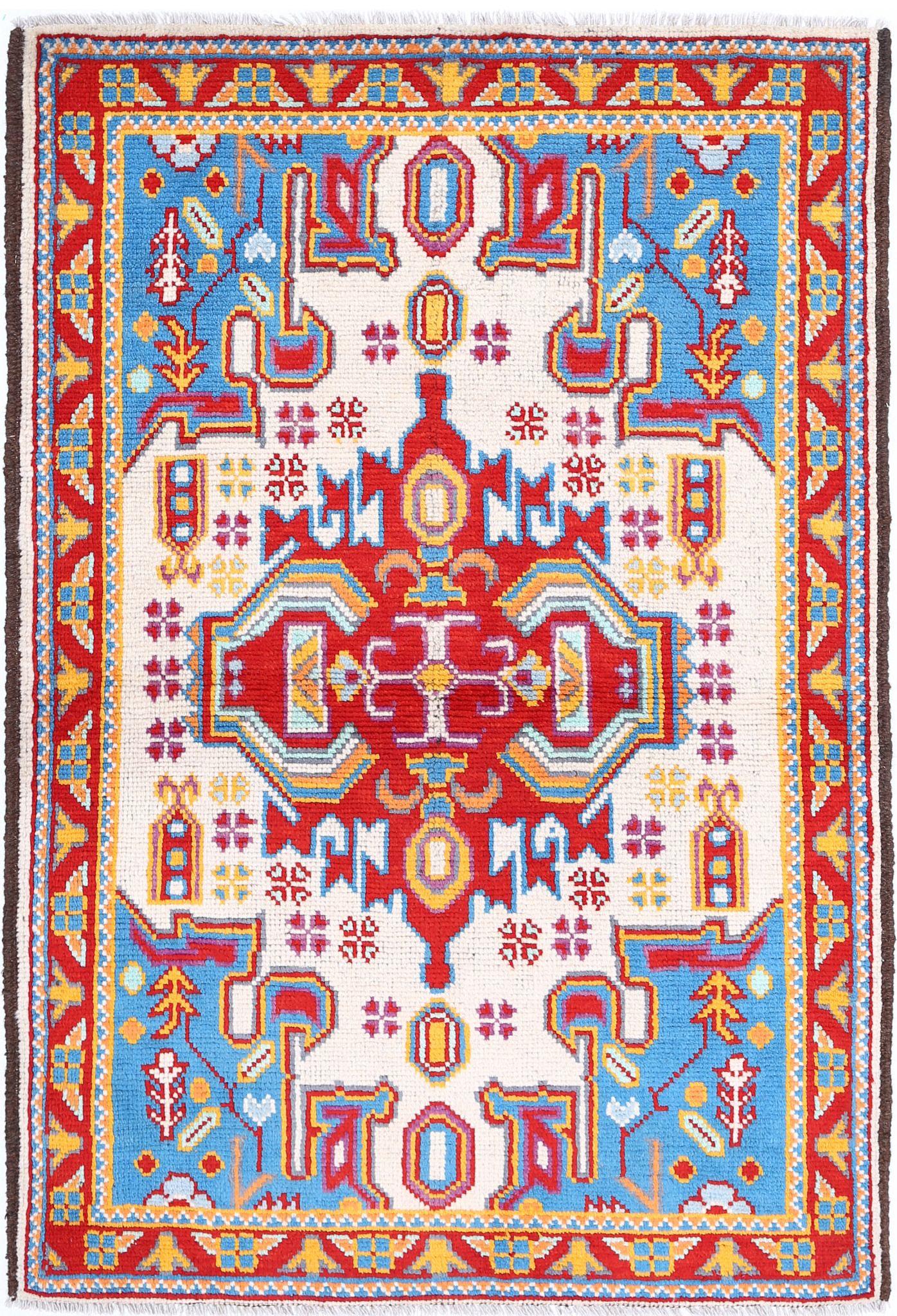 Hand Knotted Baluch Revival Wool Rug - 3'5'' x 5'2''
