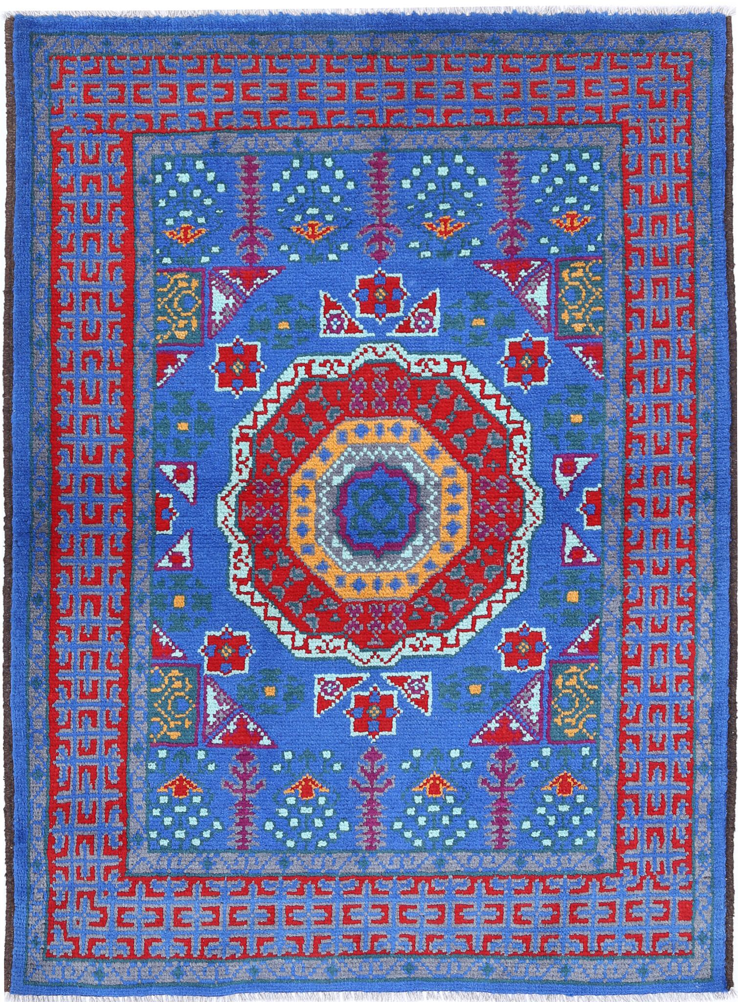 Hand Knotted Baluch Revival Wool Rug - 3'6'' x 4'10''