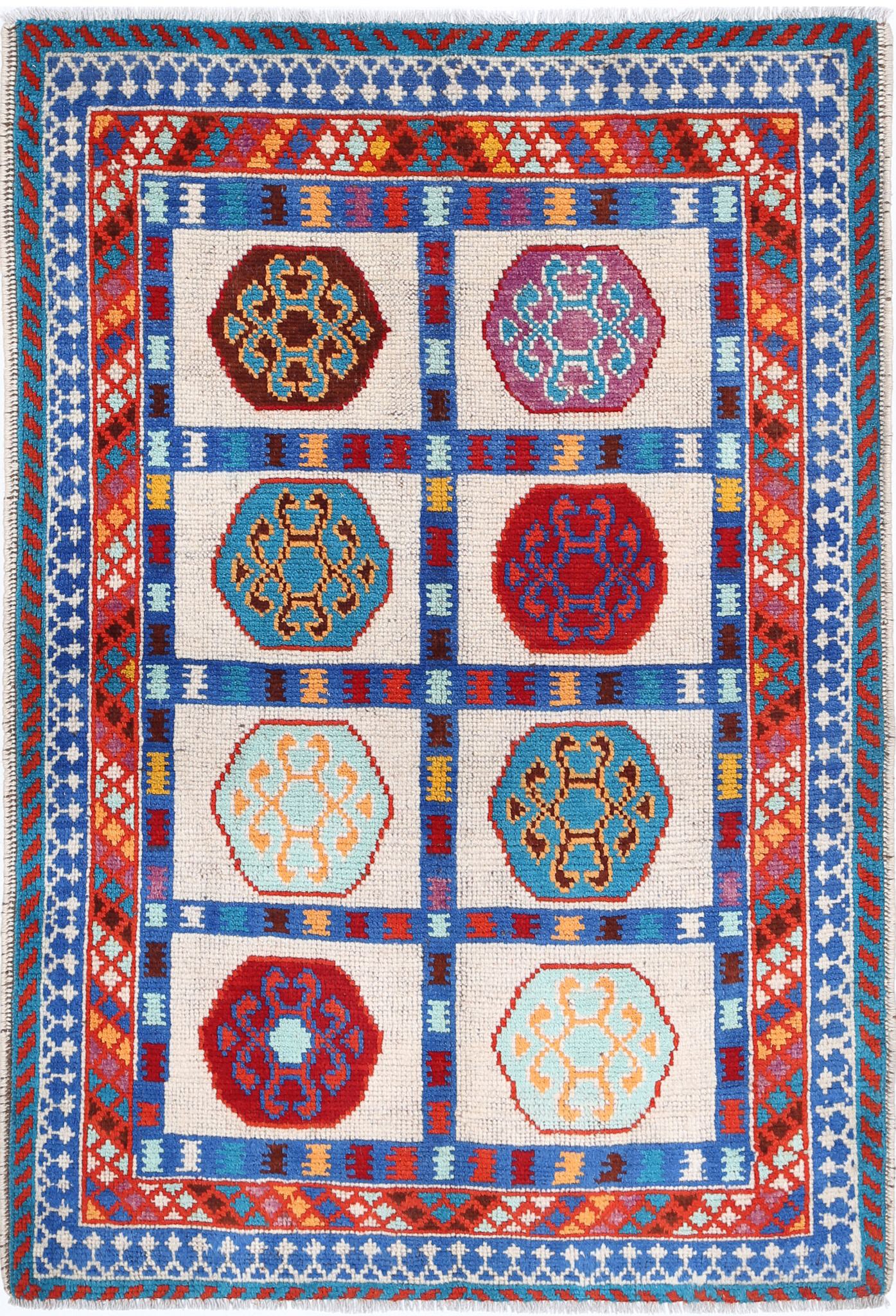 Hand Knotted Baluch Revival Wool Rug - 3'3'' x 4'9''