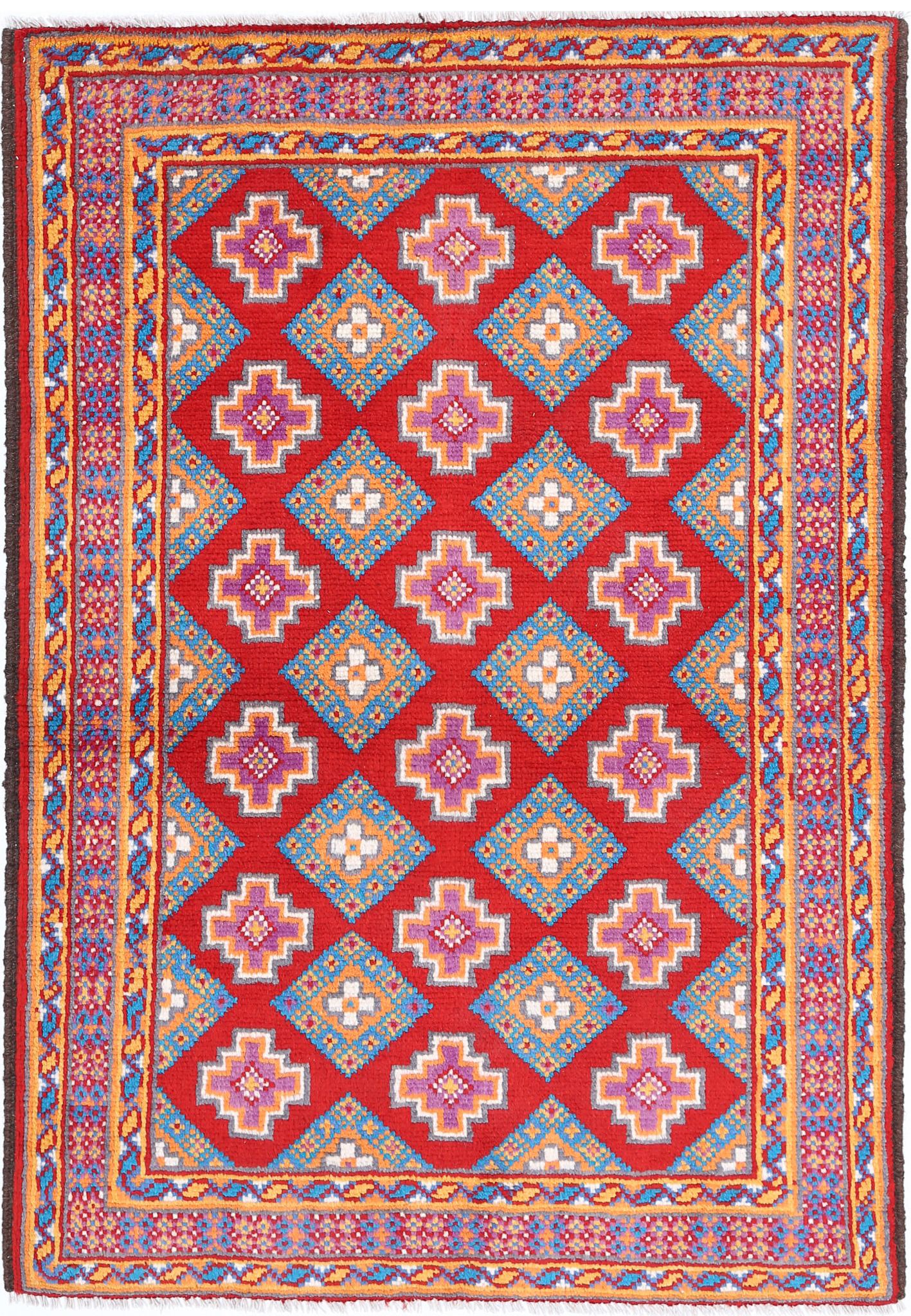 Hand Knotted Baluch Revival Wool Rug - 3'5'' x 4'11''