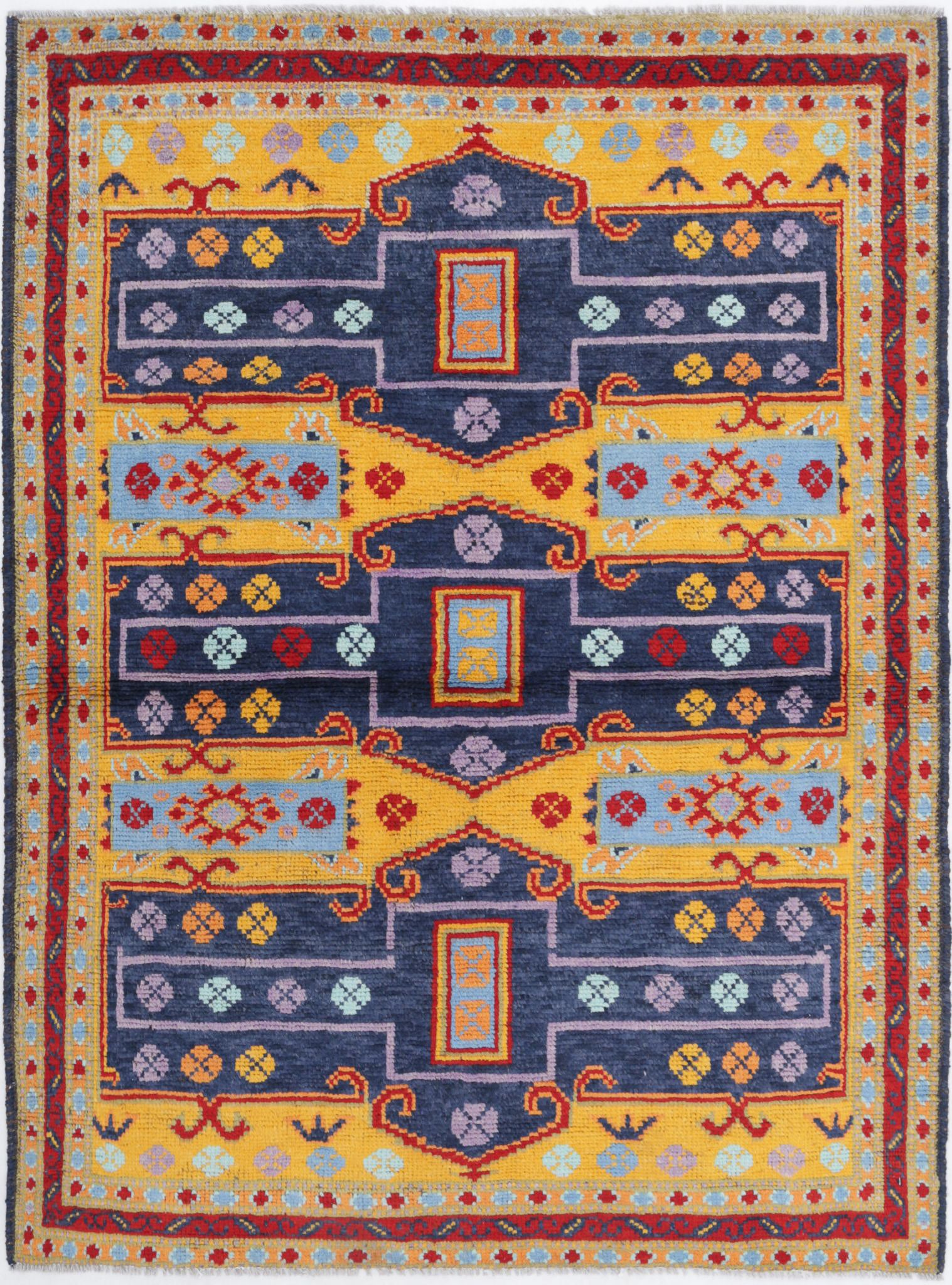 Hand Knotted Baluch Revival Wool Rug - 4'4'' x 5'10''