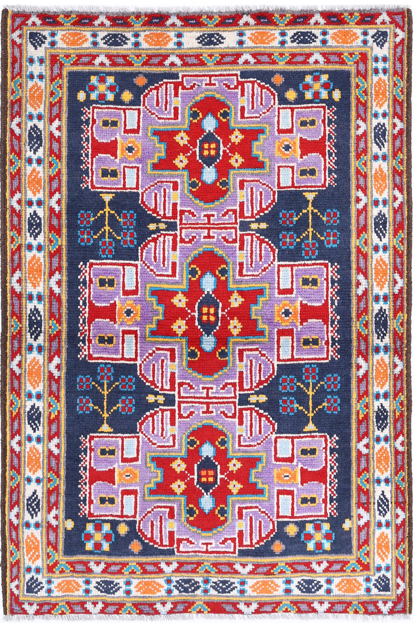 Hand Knotted Baluch Revival Wool Rug - 3'2'' x 4'9''