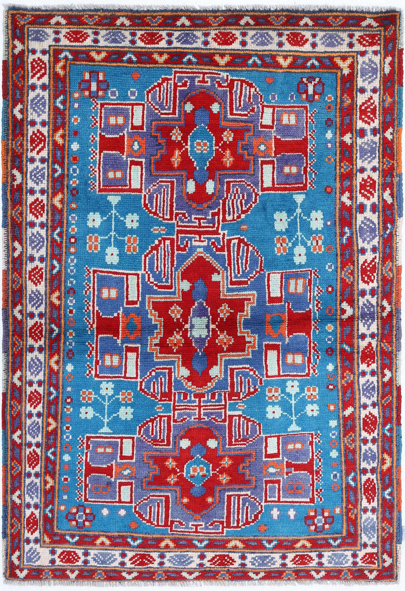 Hand Knotted Baluch Revival Wool Rug - 3'7'' x 5'1''