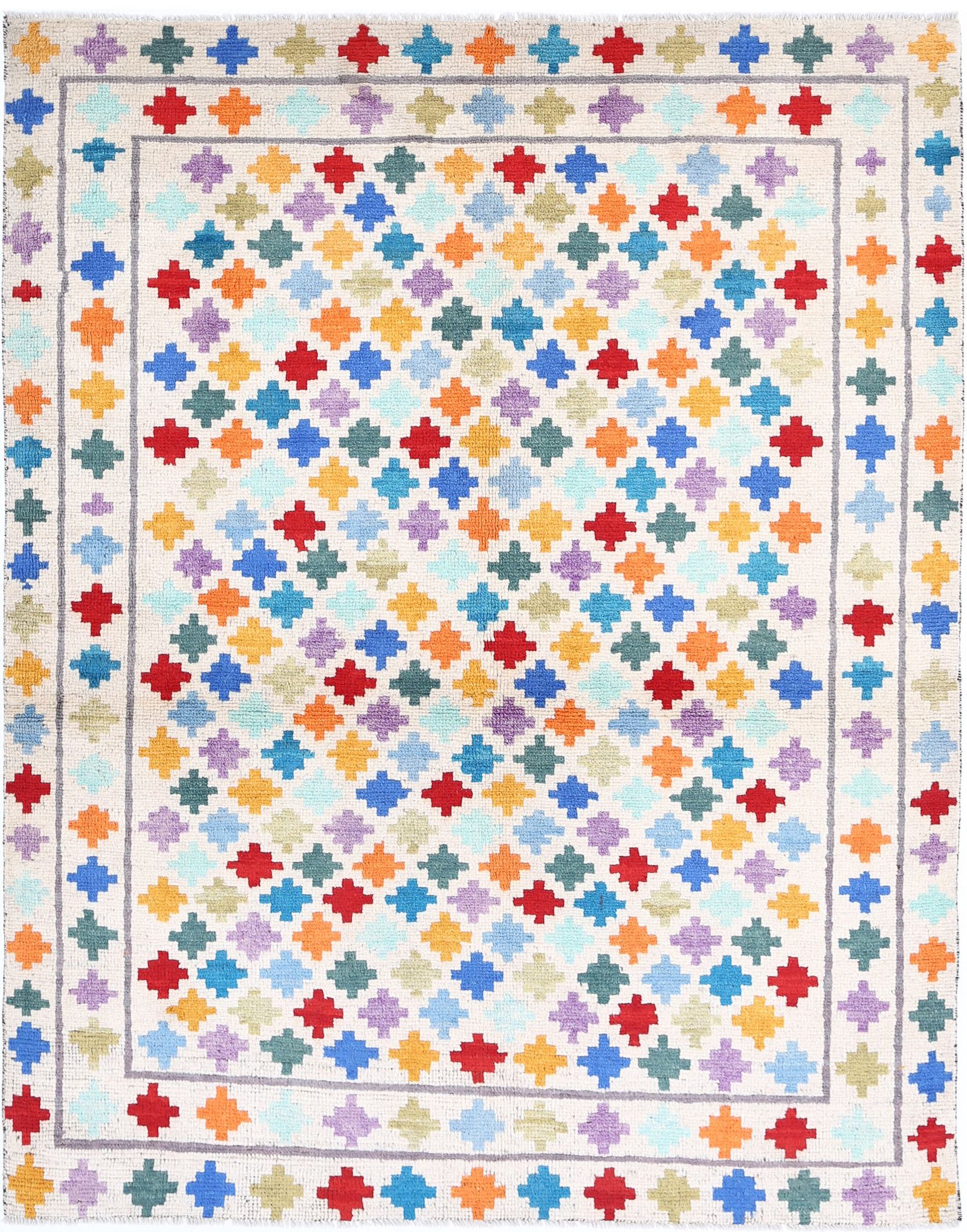 Hand Knotted Baluch Revival Wool Rug - 5'1'' x 6'8''