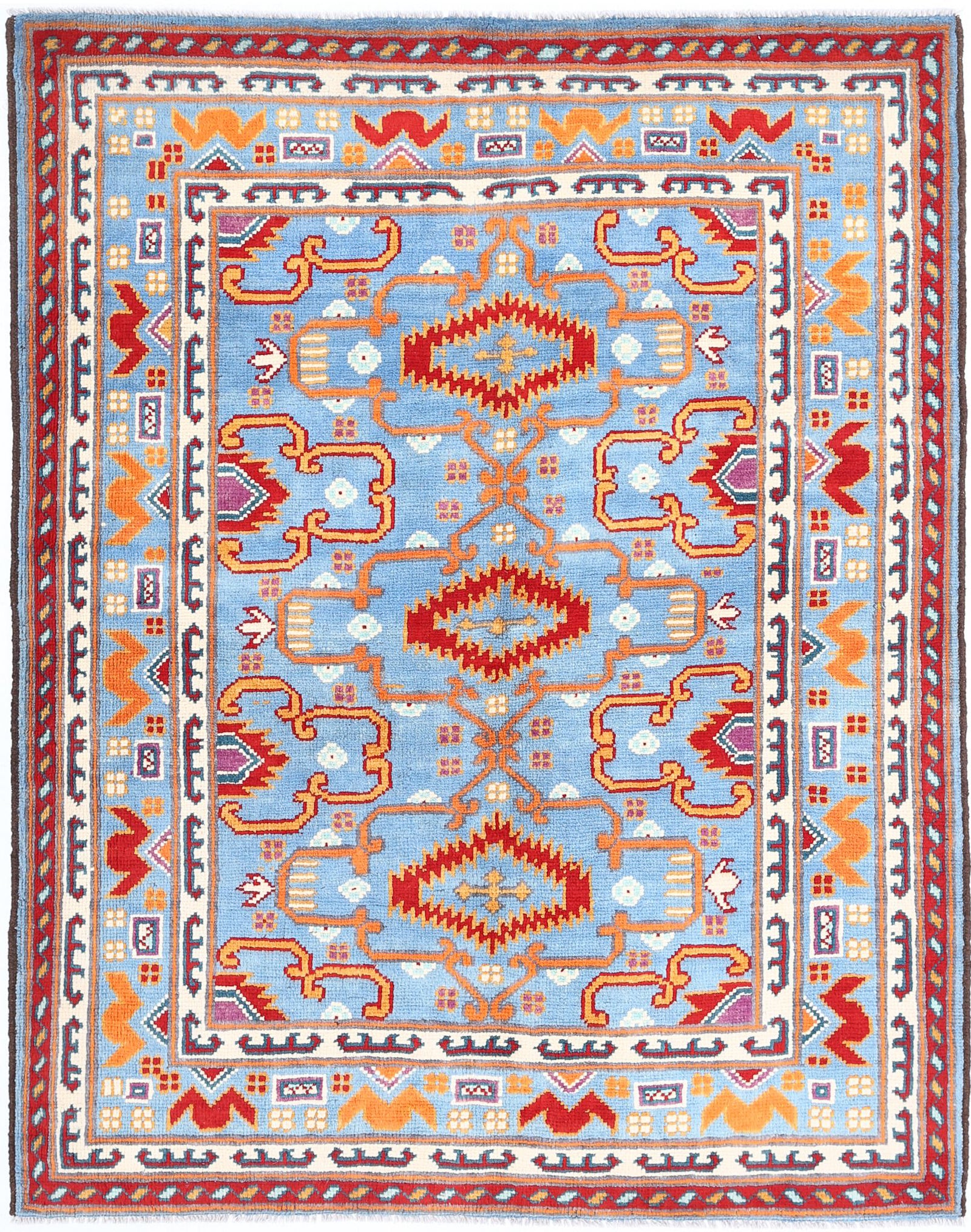 Hand Knotted Baluch Revival Wool Rug - 5'1'' x 6'6''