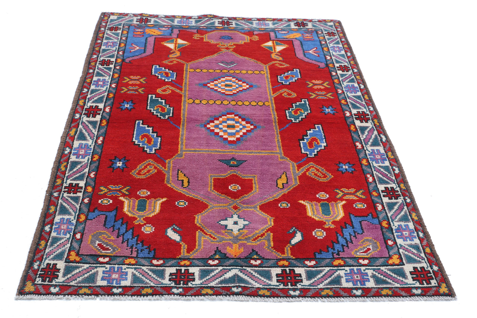 Hand Knotted Baluch Revival Wool Rug - 4'0'' x 6'0''