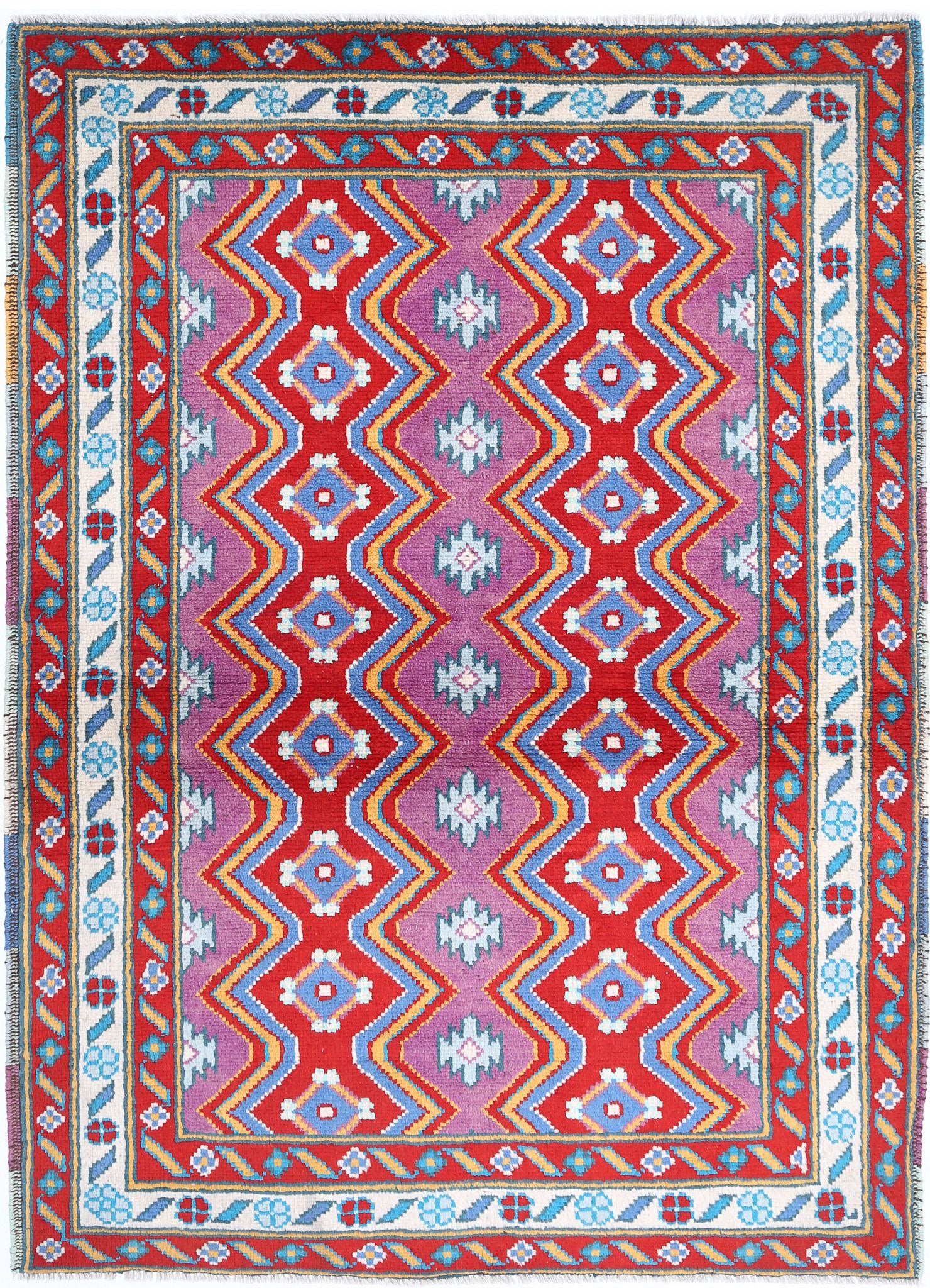 Hand Knotted Baluch Revival Wool Rug - 4'1'' x 5'8''