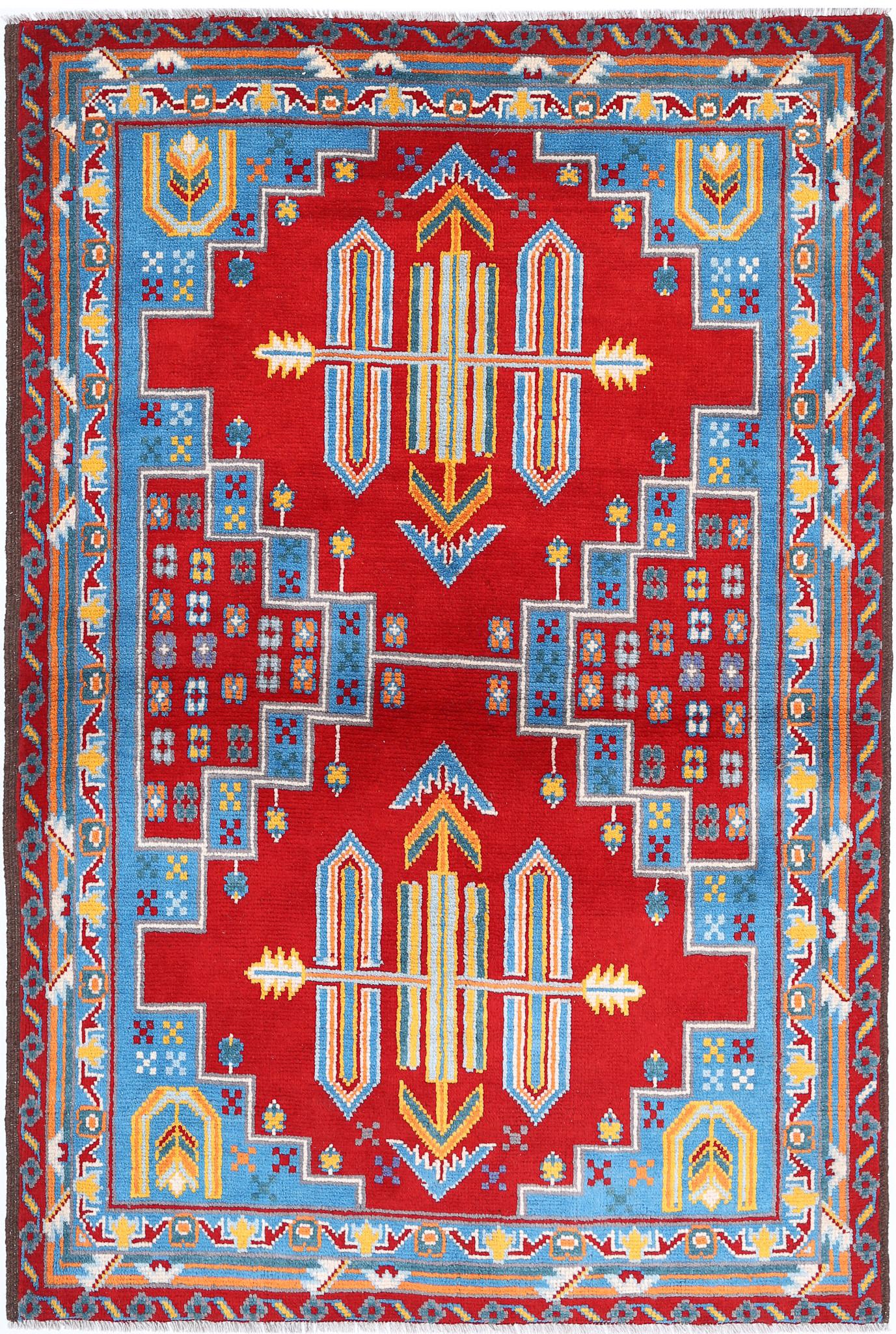 Hand Knotted Baluch Revival Wool Rug - 4'0'' x 6'0''