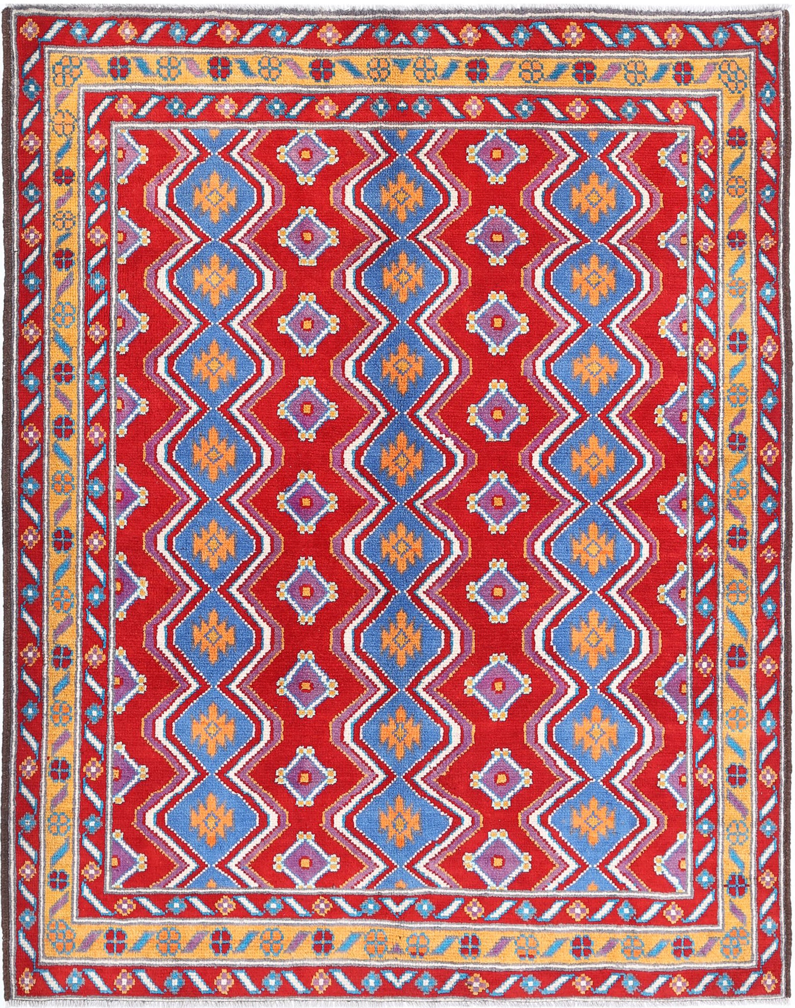 Hand Knotted Baluch Revival Wool Rug - 5'2'' x 6'6''