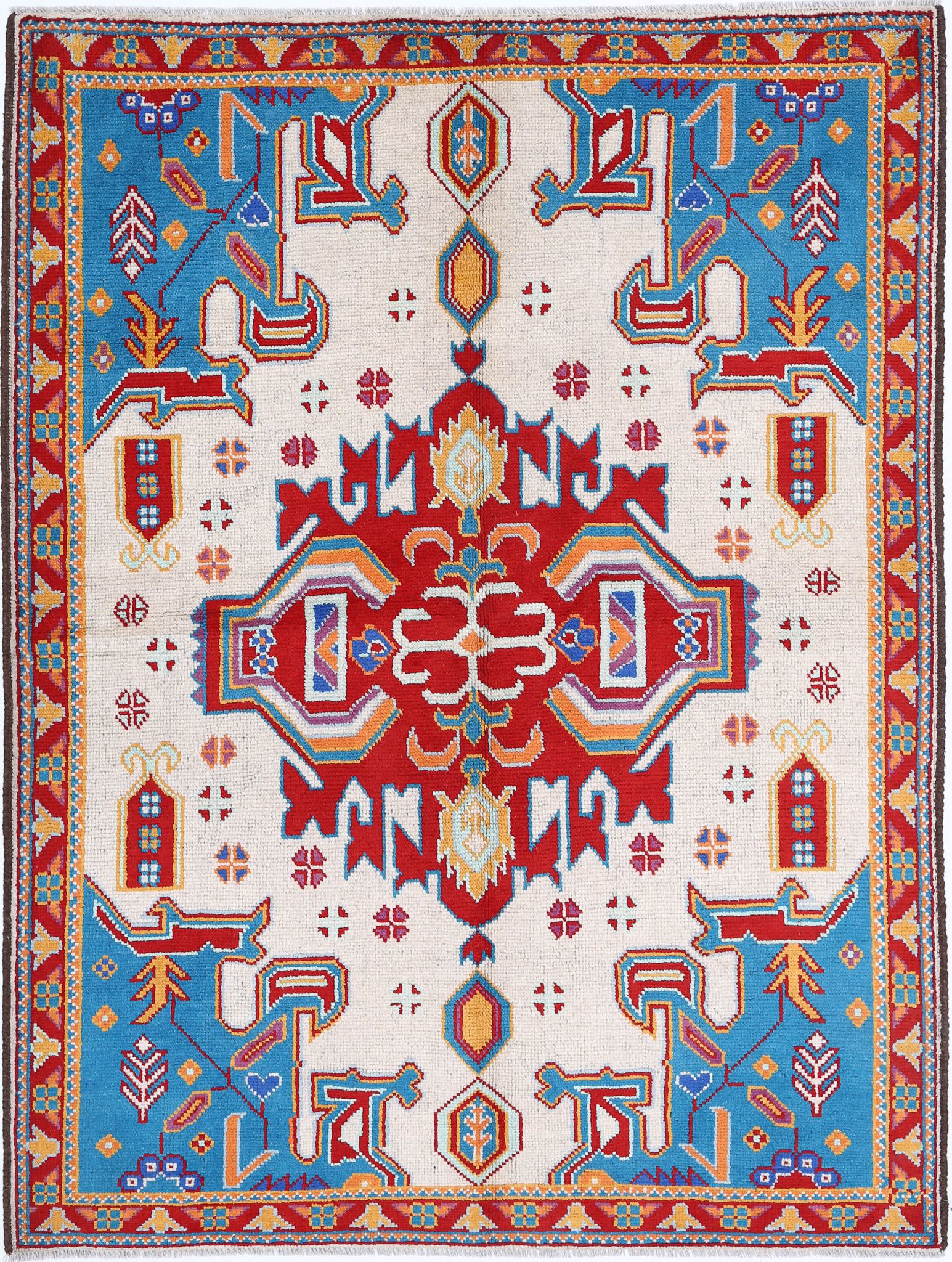 Hand Knotted Baluch Revival Wool Rug - 5'3'' x 6'9''