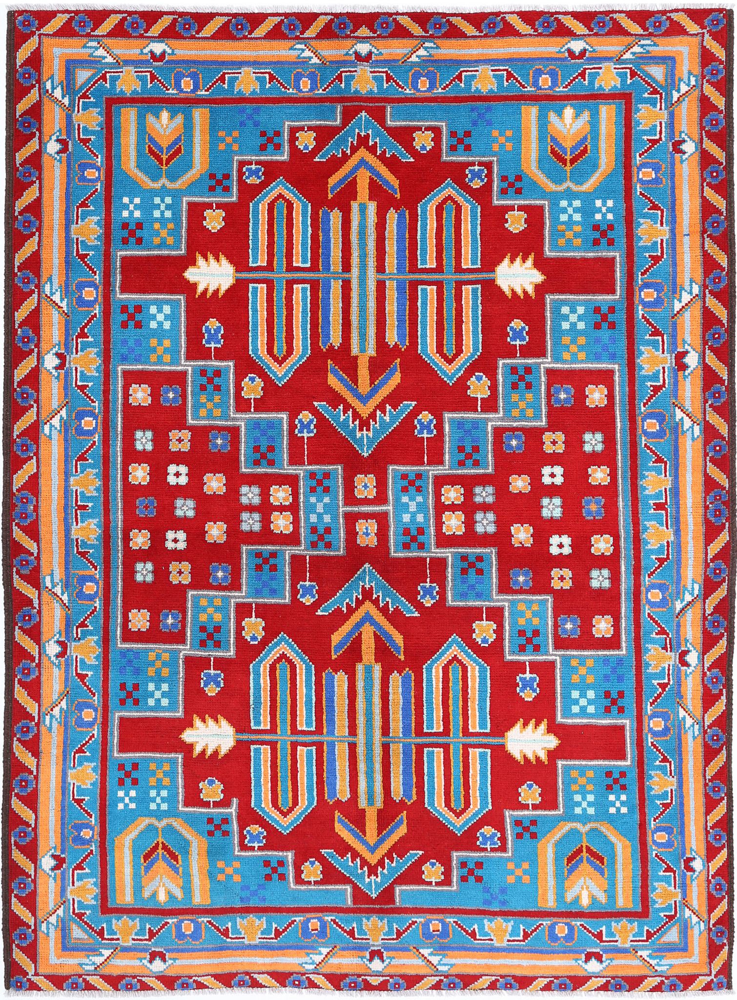 Hand Knotted Baluch Revival Wool Rug - 5'7'' x 7'7''