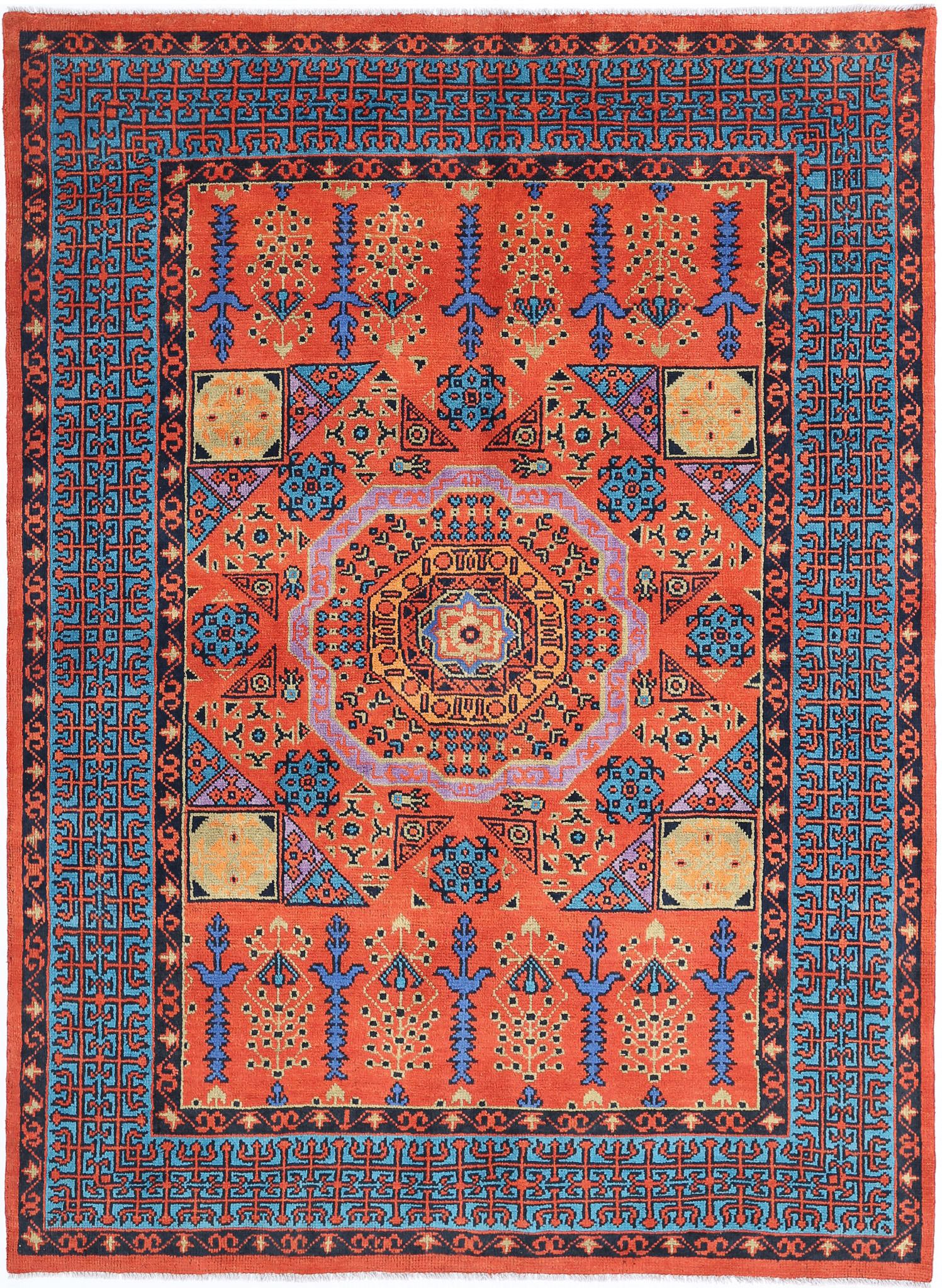 Hand Knotted Mamluk Wool Rug - 5'7'' x 7'9''