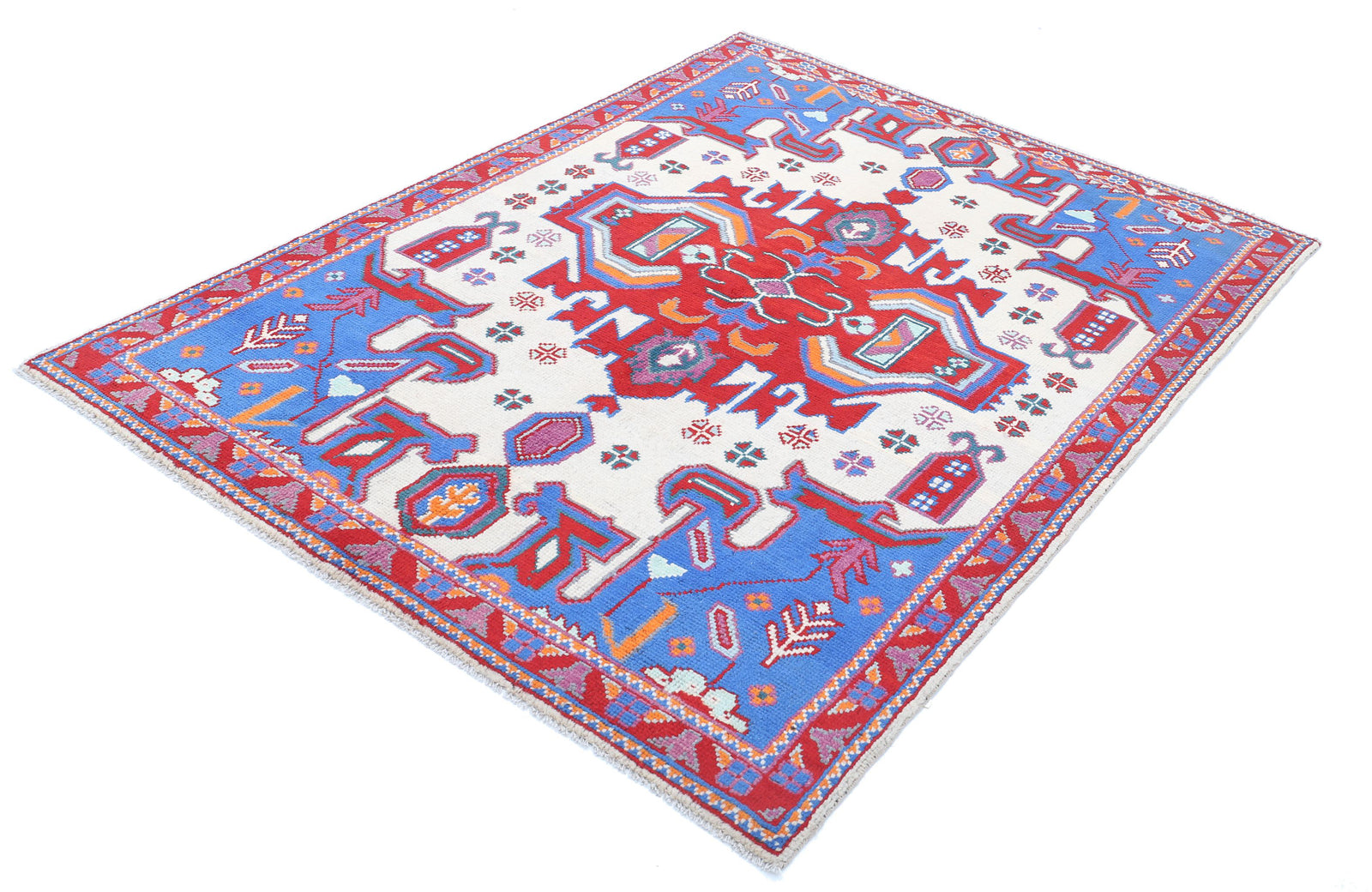 Hand Knotted Baluch Revival Wool Rug - 4'9'' x 6'8''