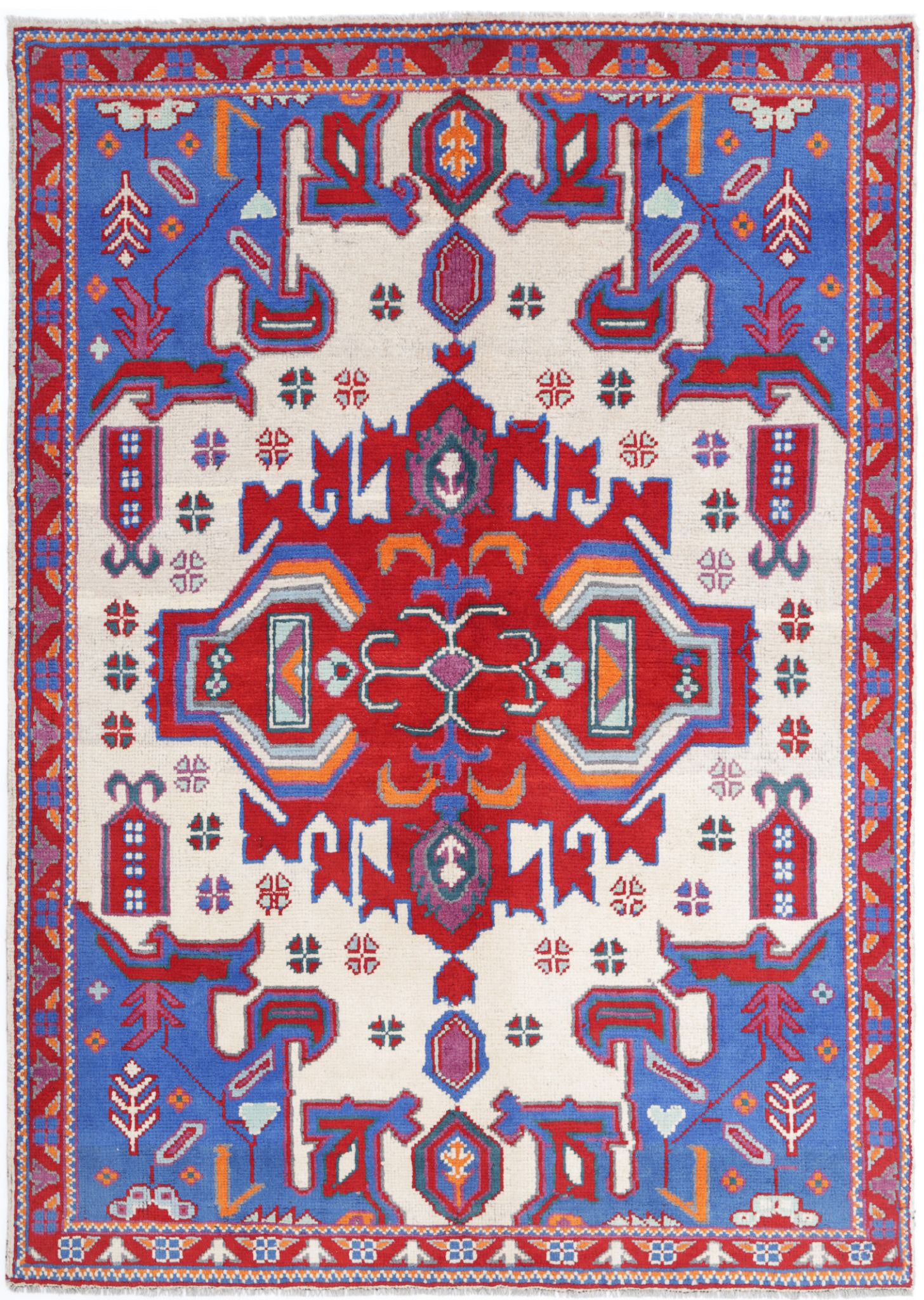 Hand Knotted Baluch Revival Wool Rug - 4'9'' x 6'8''