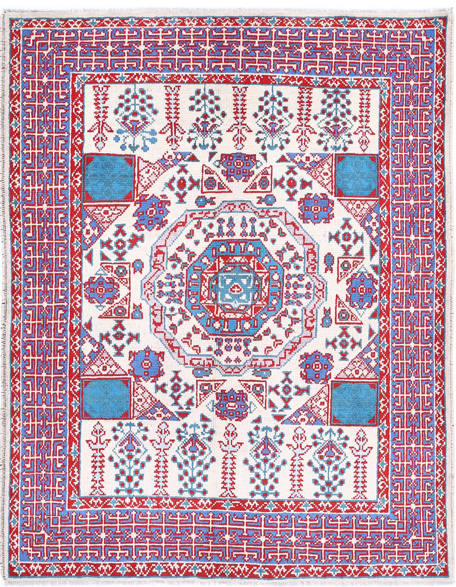 Hand Knotted Mamluk Wool Rug - 5'1'' x 6'7''