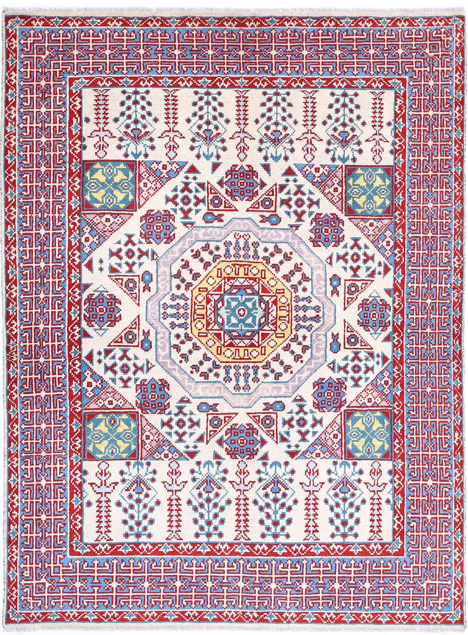 Hand Knotted Baluch Revival Wool Rug - 4'10'' x 6'8''