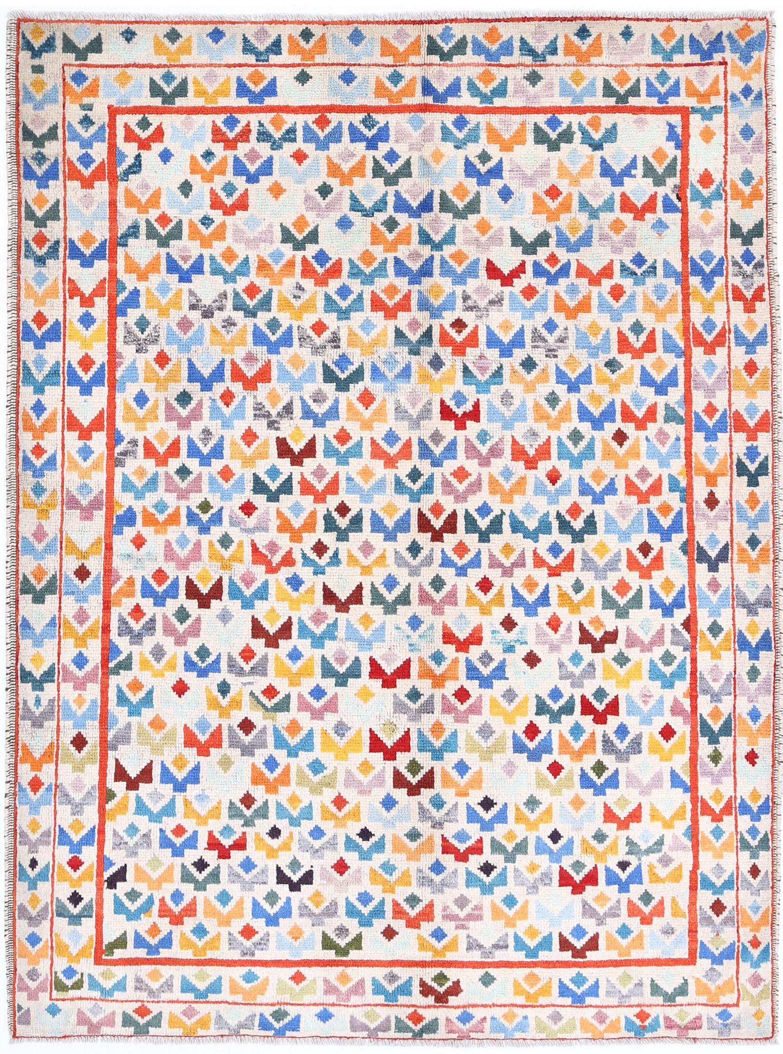 Hand Knotted Baluch Revival Wool Rug - 4'11'' x 6'7''