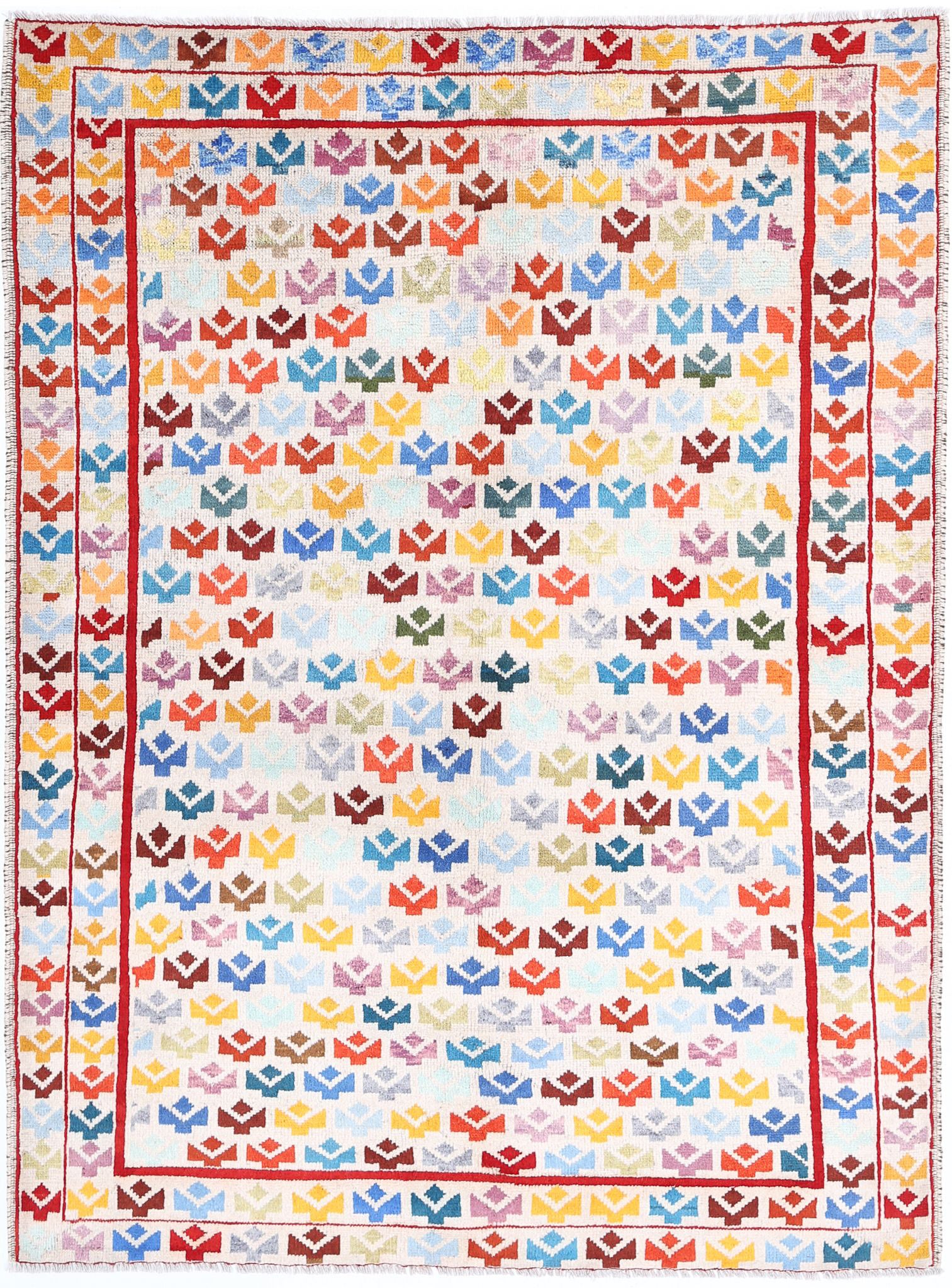 Hand Knotted Baluch Revival Wool Rug - 4'11'' x 6'6''