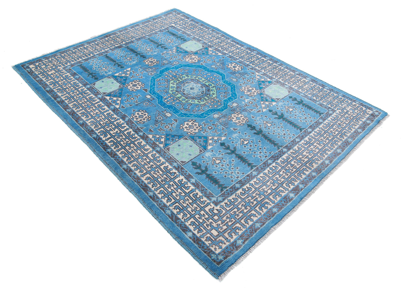 Hand Knotted Mamluk Wool Rug - 4'11'' x 6'7''