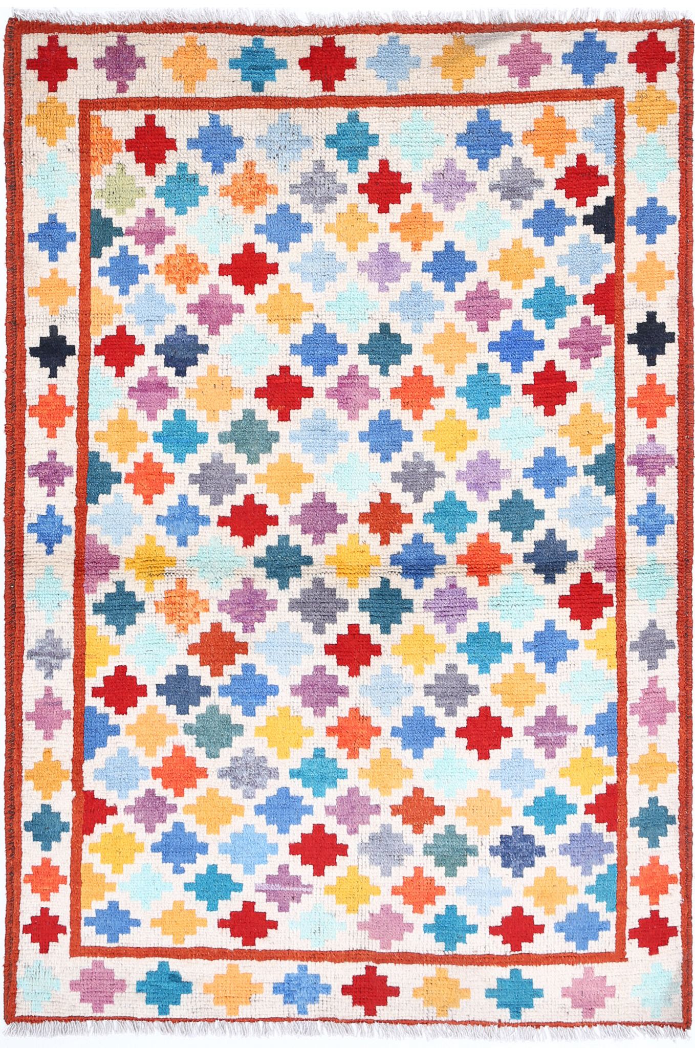 Hand Knotted Baluch Revival Wool Rug - 3'4'' x 5'0''