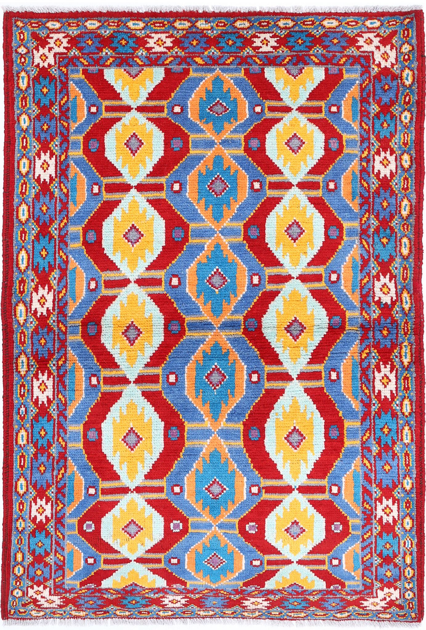 Hand Knotted Baluch Revival Wool Rug - 3'2'' x 5'0''