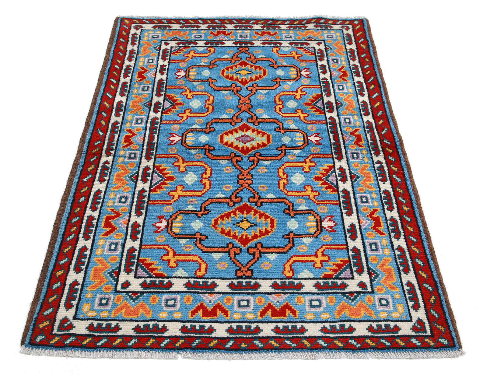 Hand Knotted Baluch Revival Wool Rug - 3'5'' x 5'0''
