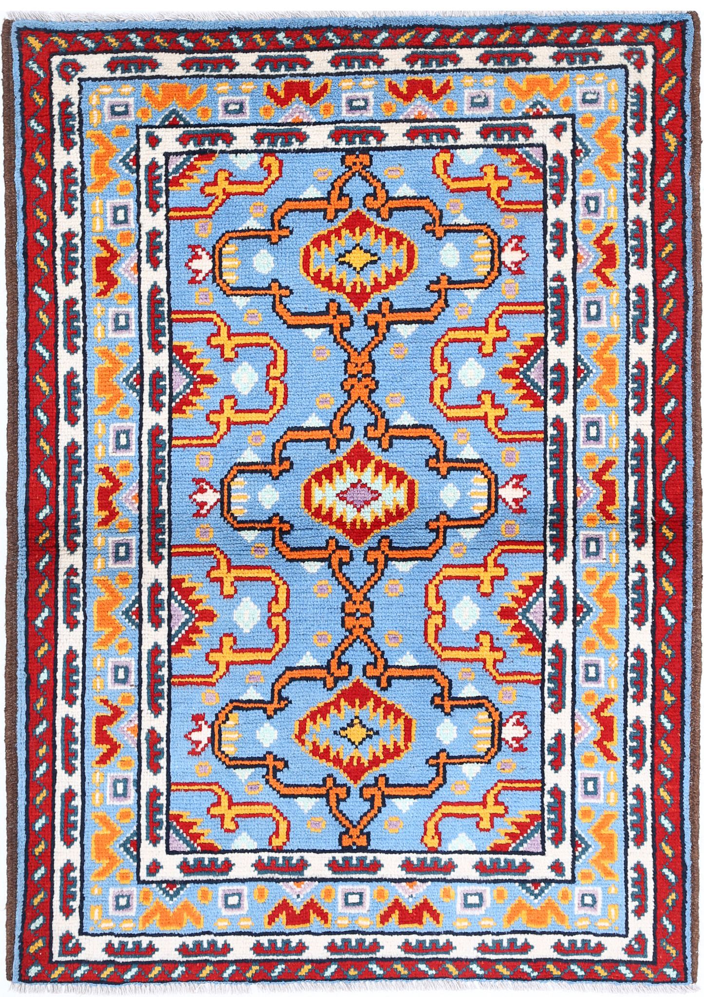 Hand Knotted Baluch Revival Wool Rug - 3'5'' x 5'0''