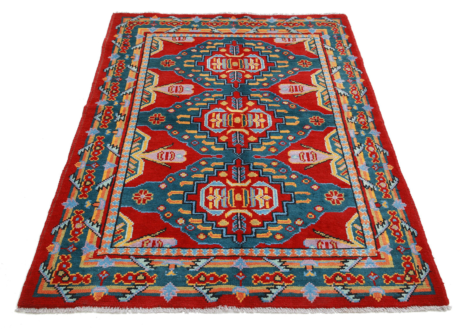 Hand Knotted Baluch Revival Wool Rug - 3'11'' x 5'8''