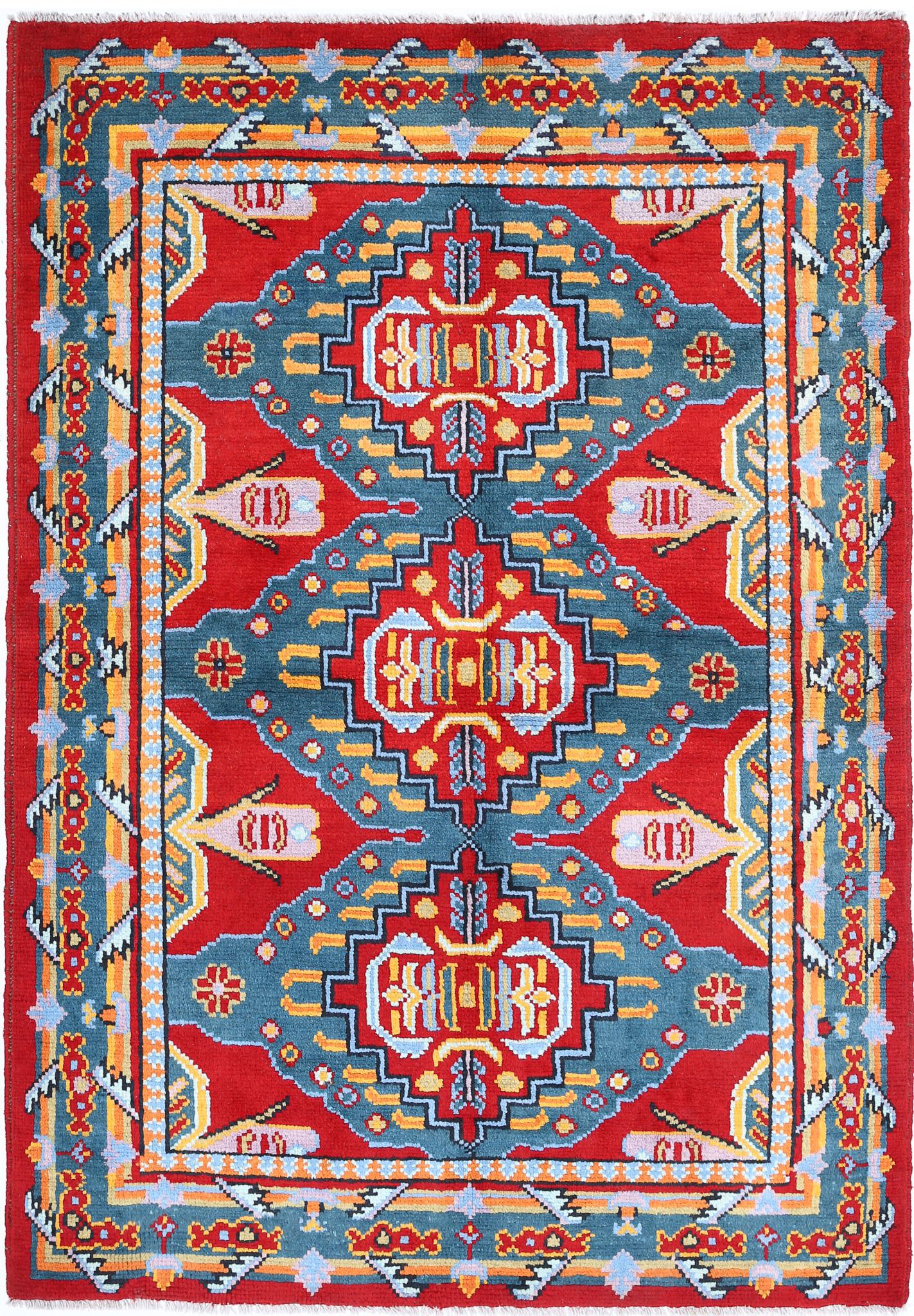 Hand Knotted Baluch Revival Wool Rug - 3'11'' x 5'8''
