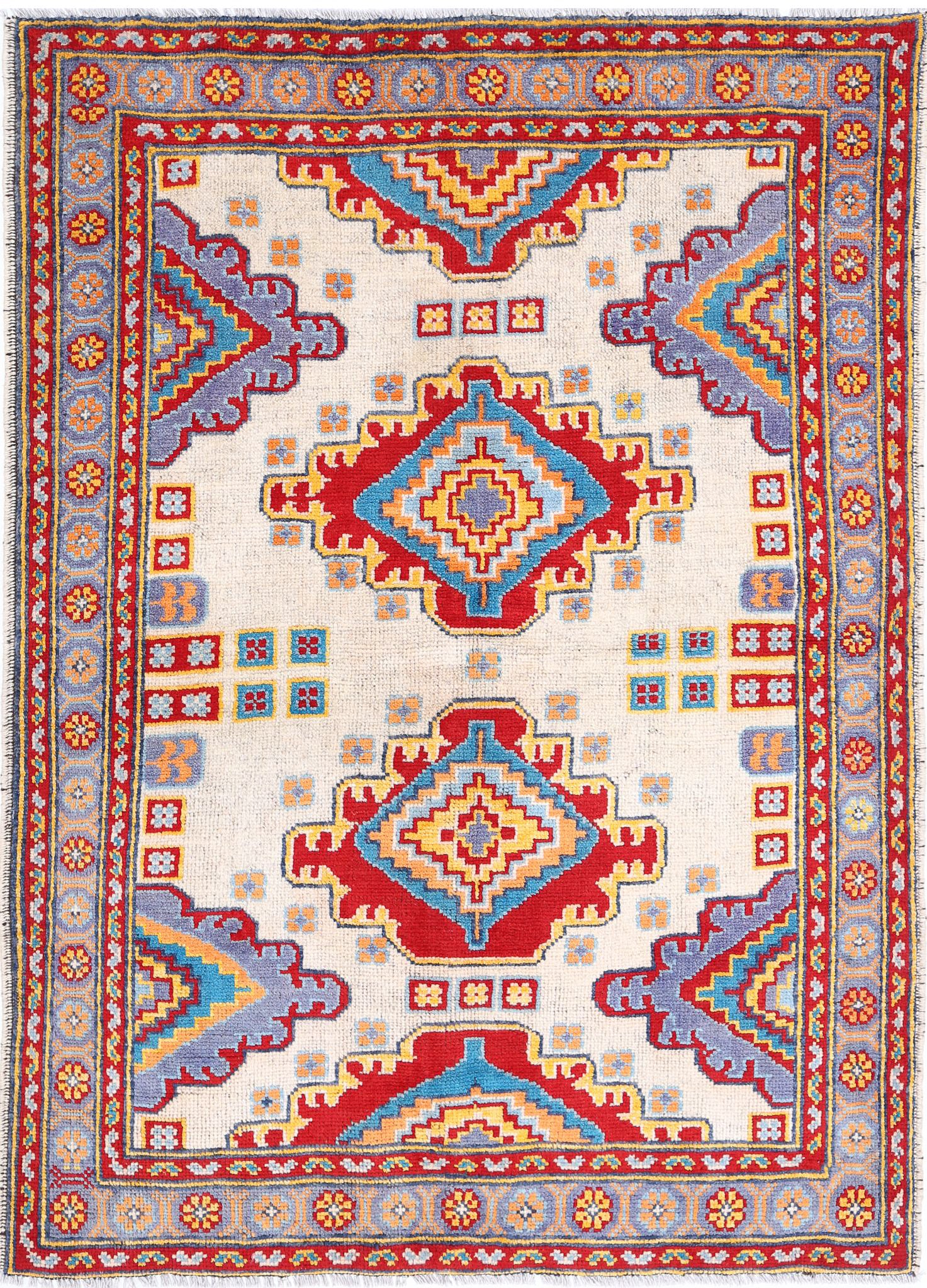 Hand Knotted Baluch Revival Wool Rug - 4'0'' x 5'9''