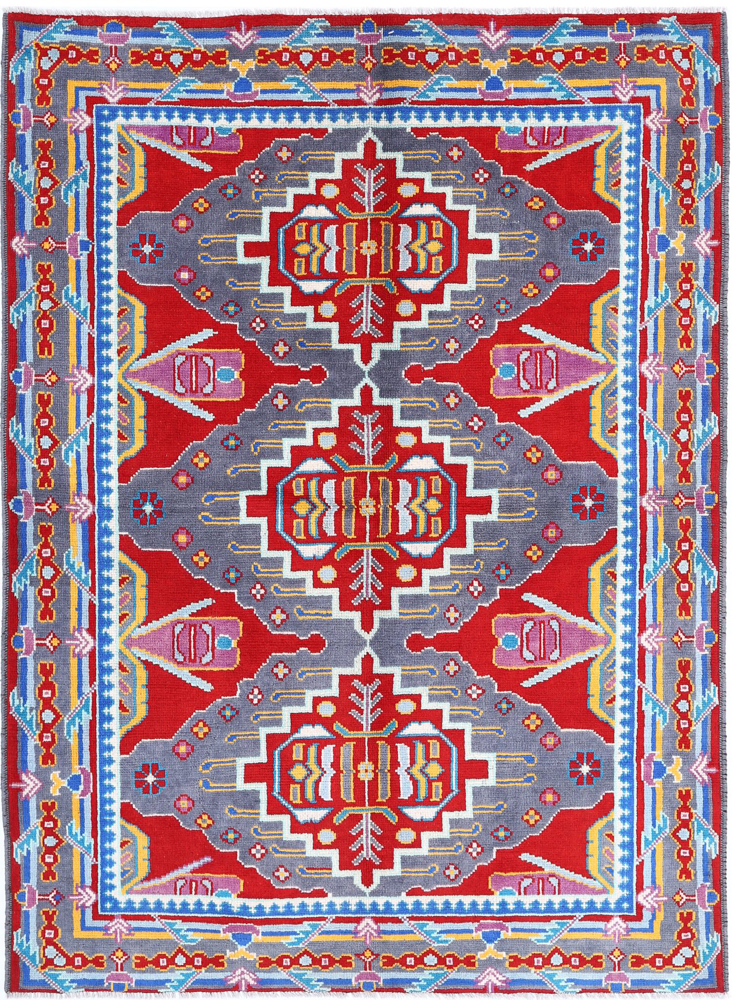 Hand Knotted Baluch Revival Wool Rug - 5'7'' x 7'9''