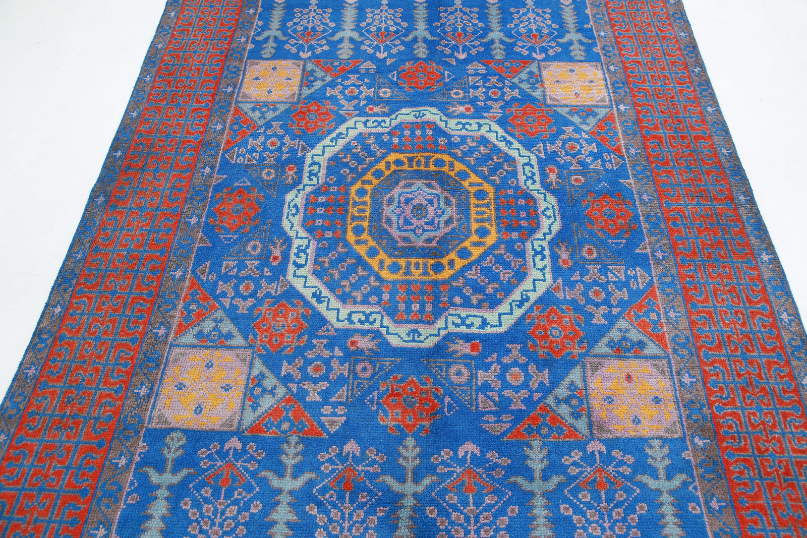 Hand Knotted Baluch Revival Wool Rug - 5'7'' x 8'2''