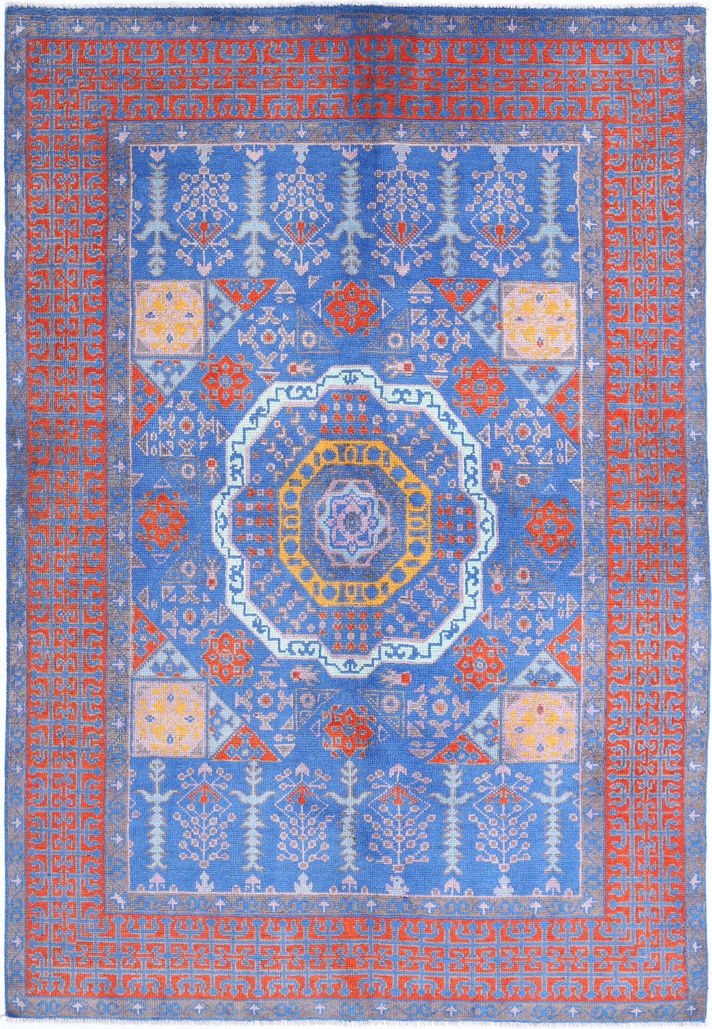 Hand Knotted Baluch Revival Wool Rug - 5'7'' x 8'2''