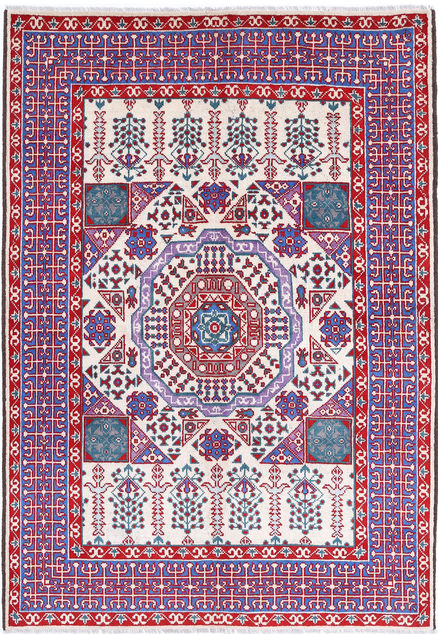 Hand Knotted Baluch Revival Wool Rug - 5'6'' x 8'0''