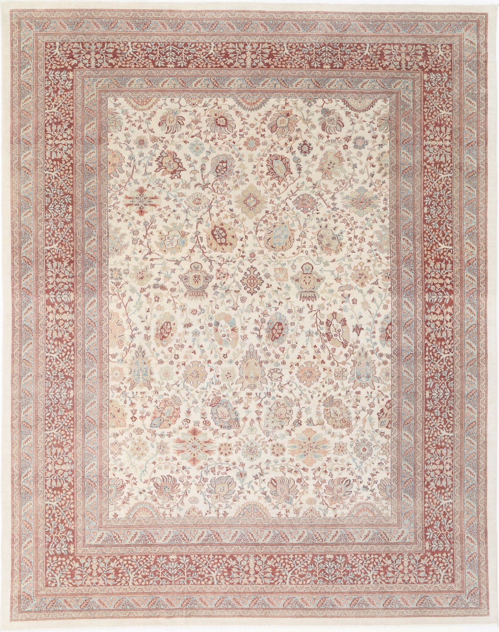 Hand Knotted Turkish Samsun Tabriz Wool Rug - 10'8'' x 13'7''