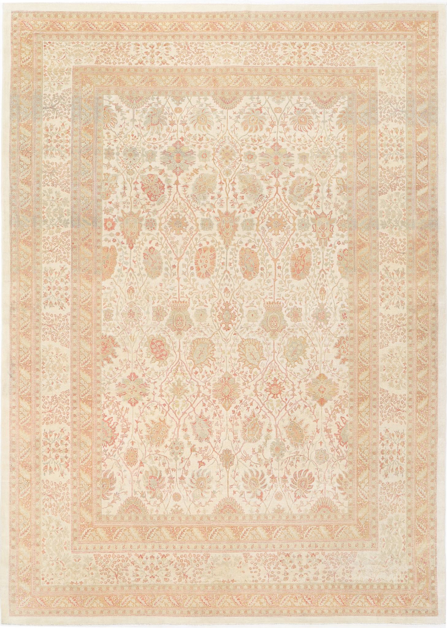 Hand Knotted Turkish Samsun Tabriz Wool Rug - 10'10'' x 15'2''