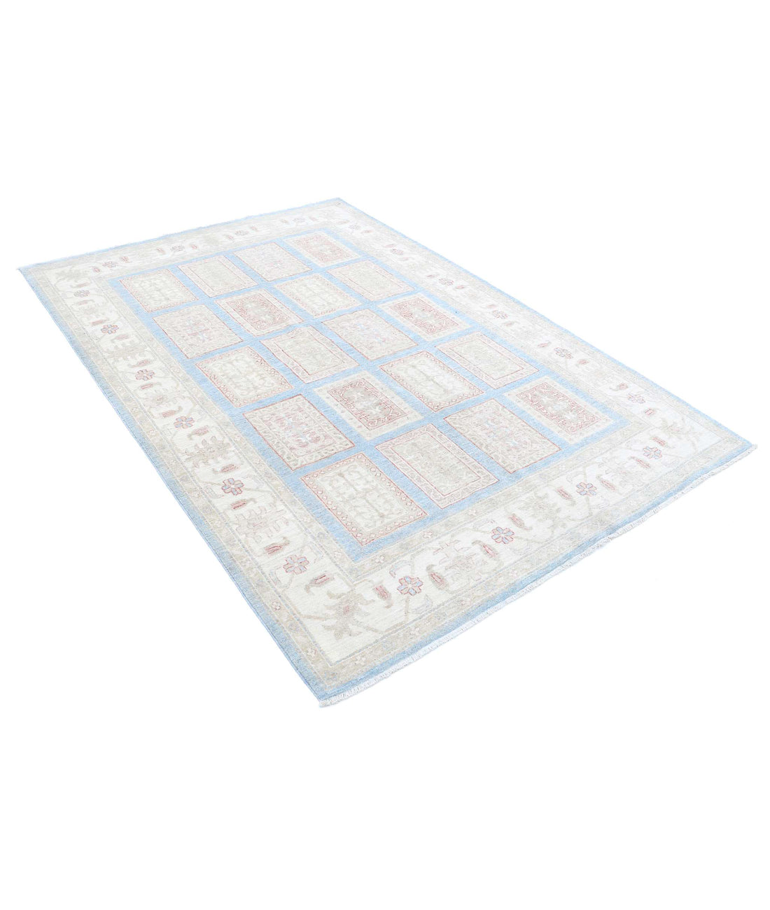 Hand Knotted Serenity Wool Rug - 5'6'' x 7'10'' 5'6'' x 7'10'' (165 X 235) / Blue / Ivory